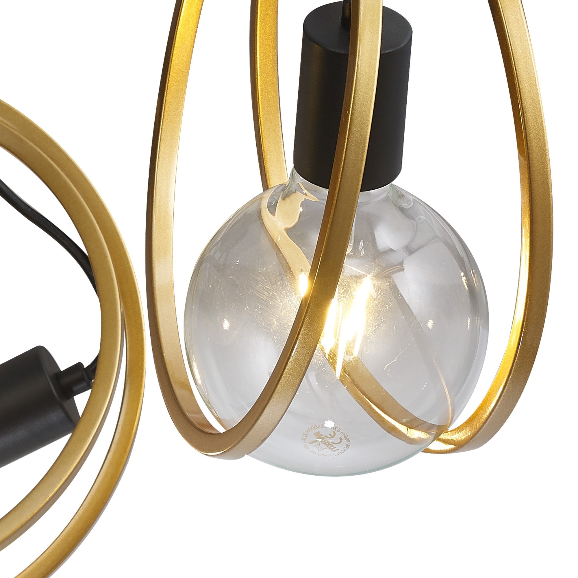 Fabula Bury Double Ring 3 Light Flush Light - Matt Black & Painted Gold