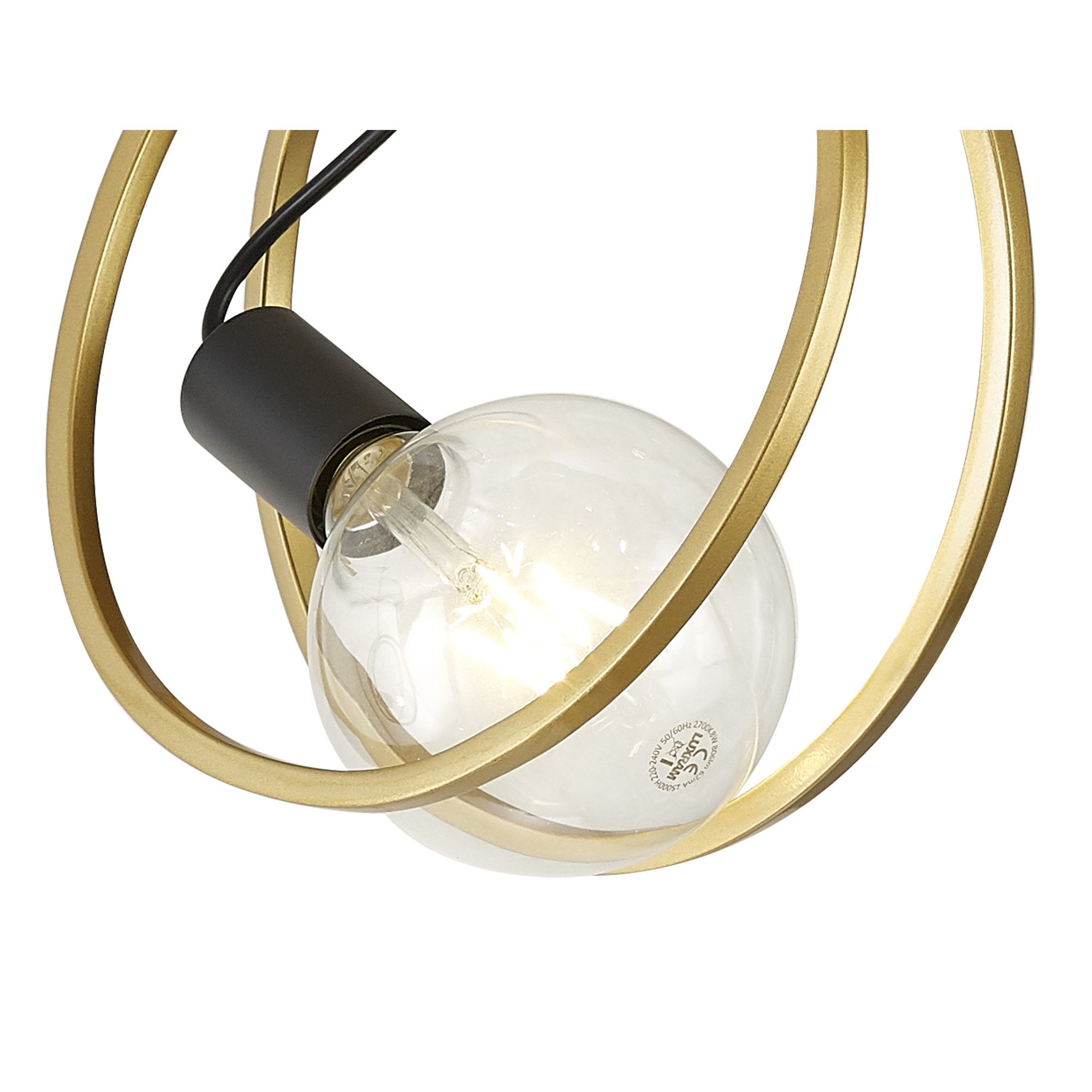 Fabula Bury Double Ring 3 Light Multi Pendant - Matt Black & Painted Gold