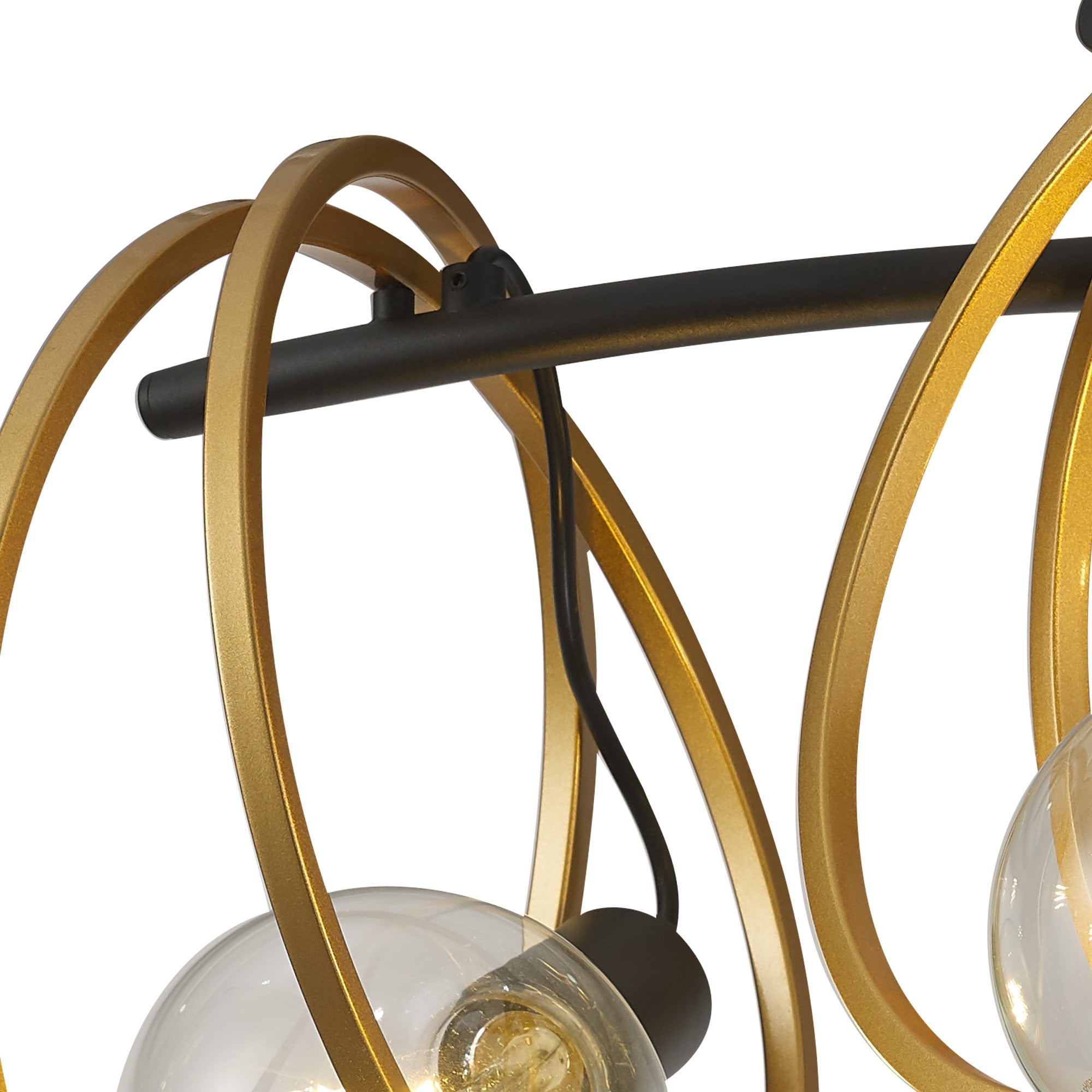 Fabula Bury Double Ring 4 Light Flush Light - Matt Black & Painted Gold