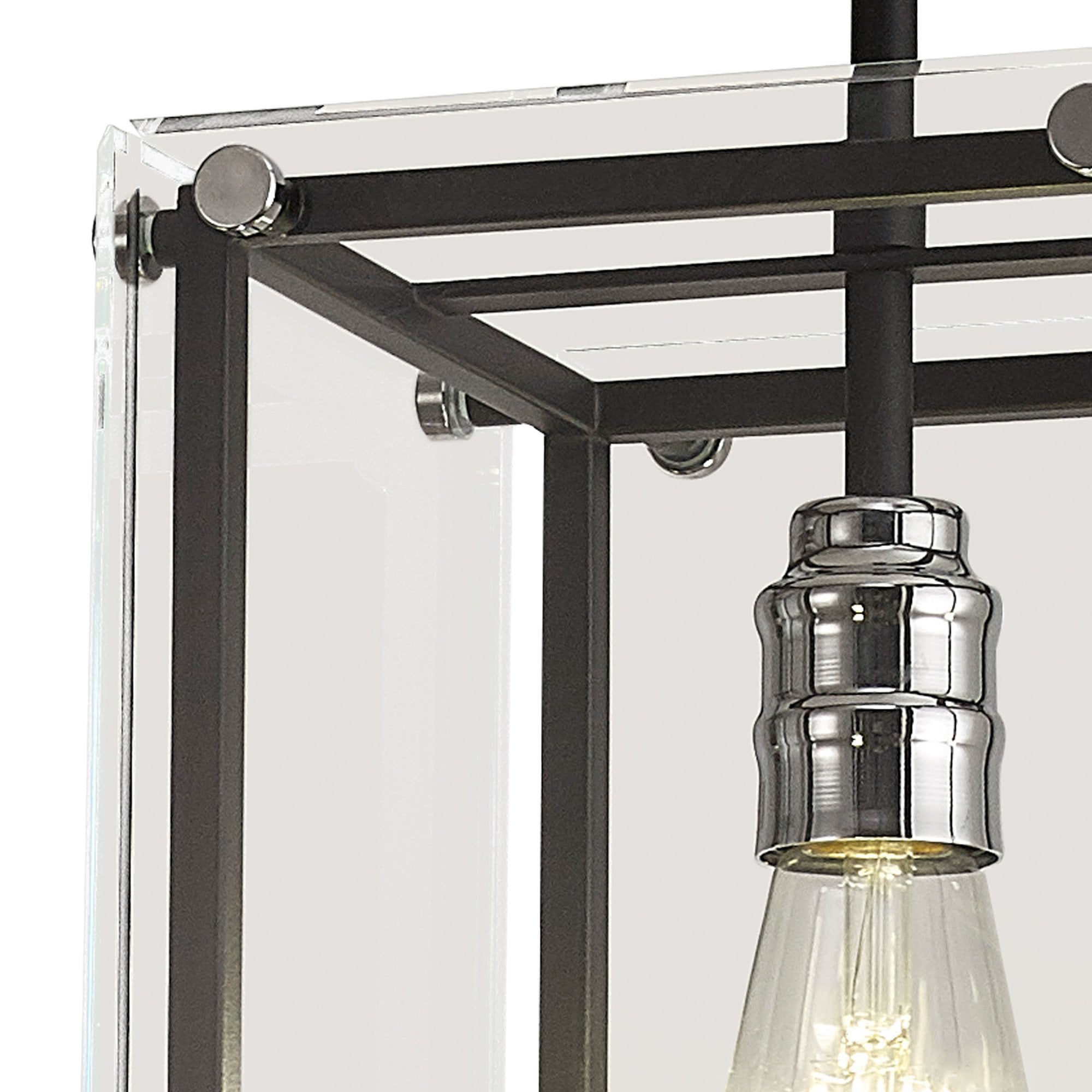 Fabula Cambridge Single Pendant - Matt Black, Chrome & Clear Glass