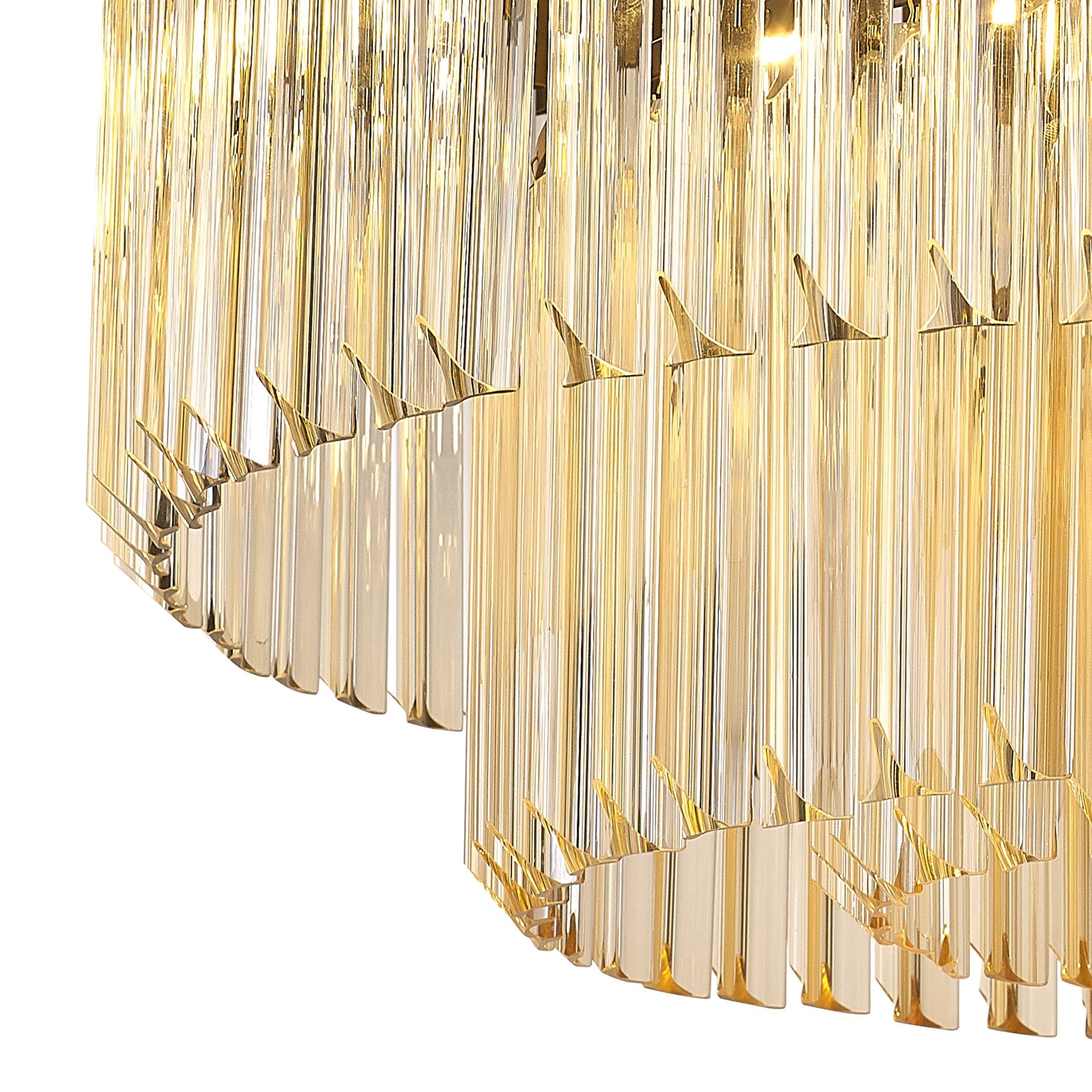 Fabula Cedar 12 Light Flush Light - Matt Black & Cognac Sculpted Glass