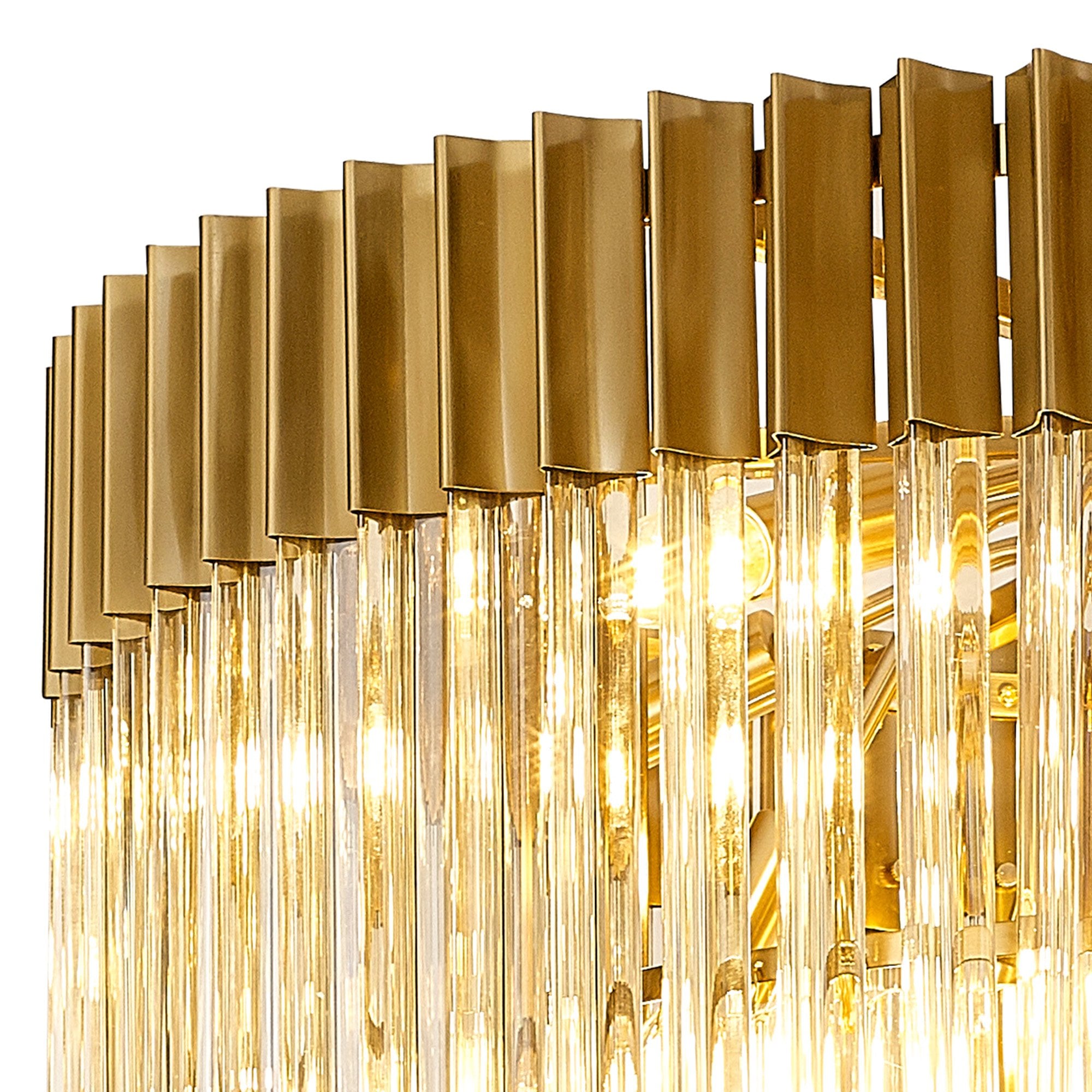 Fabula Cedar 19 Light Pendant - Brass & Cognac Sculpted Glass