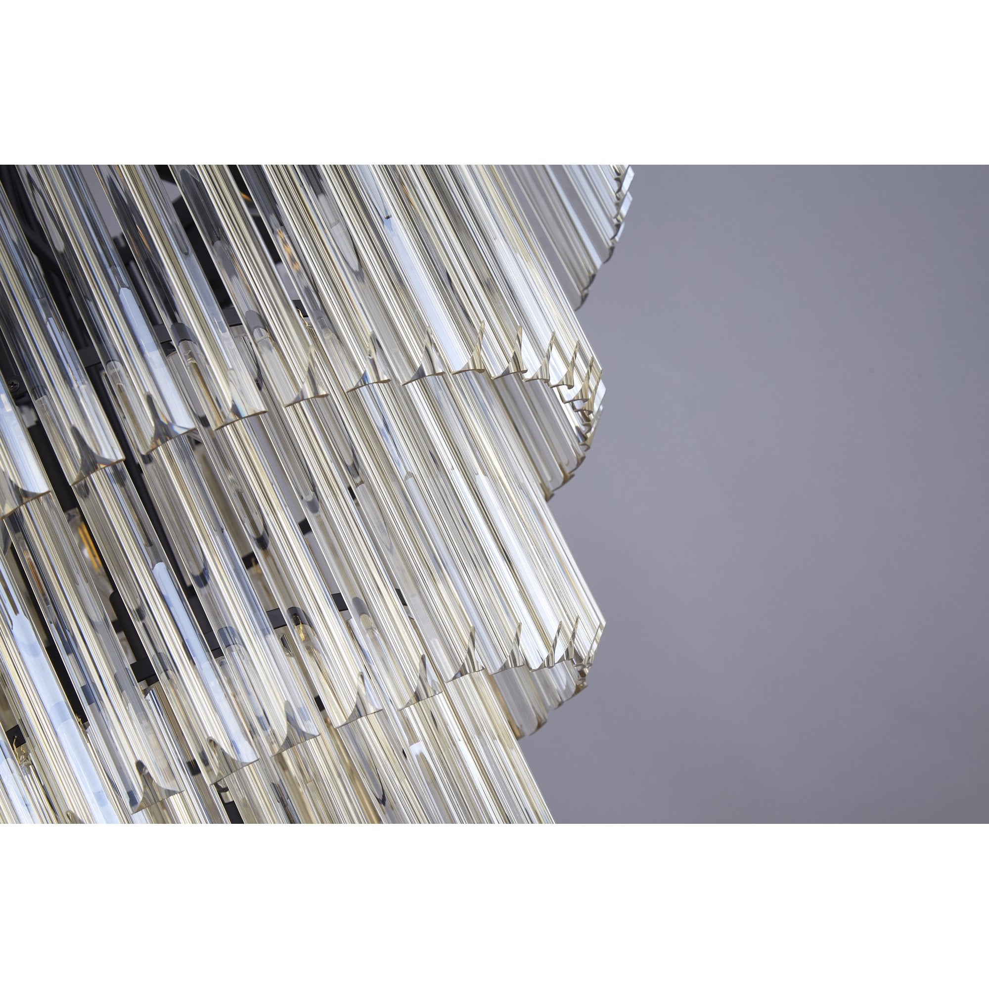 Fabula Cedar 19 Light Pendant - Matt Black & Clear Sculpted Glass