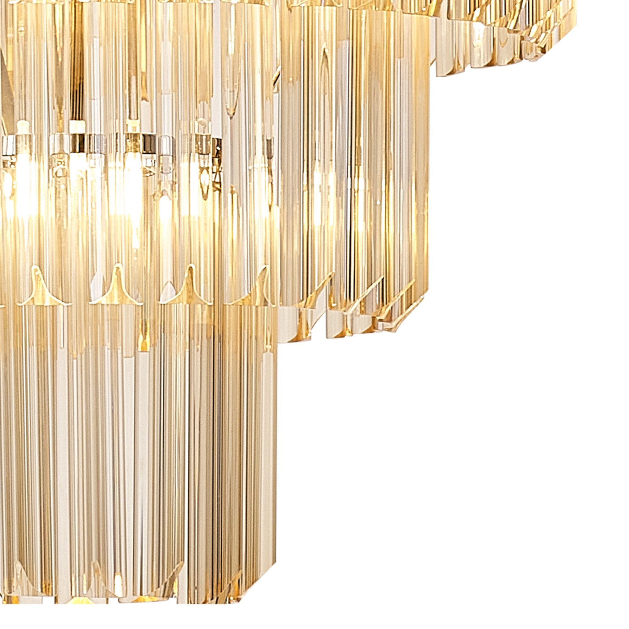 Fabula Cedar 19 Light Pendant - Polished Nickel & Cognac Sculpted Glass