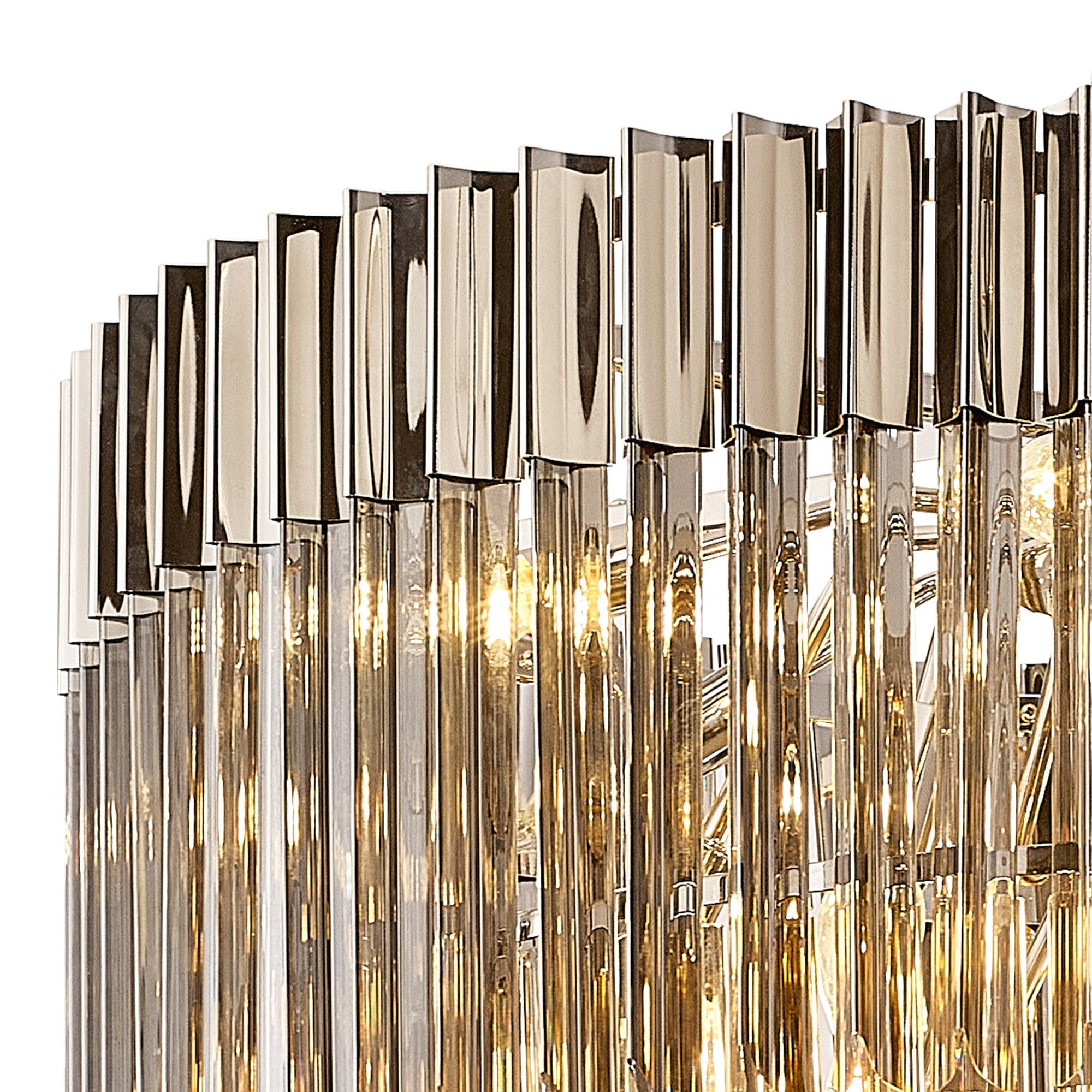 Fabula Cedar 19 Light Pendant - Polished Nickel & Smoke Sculpted Glass