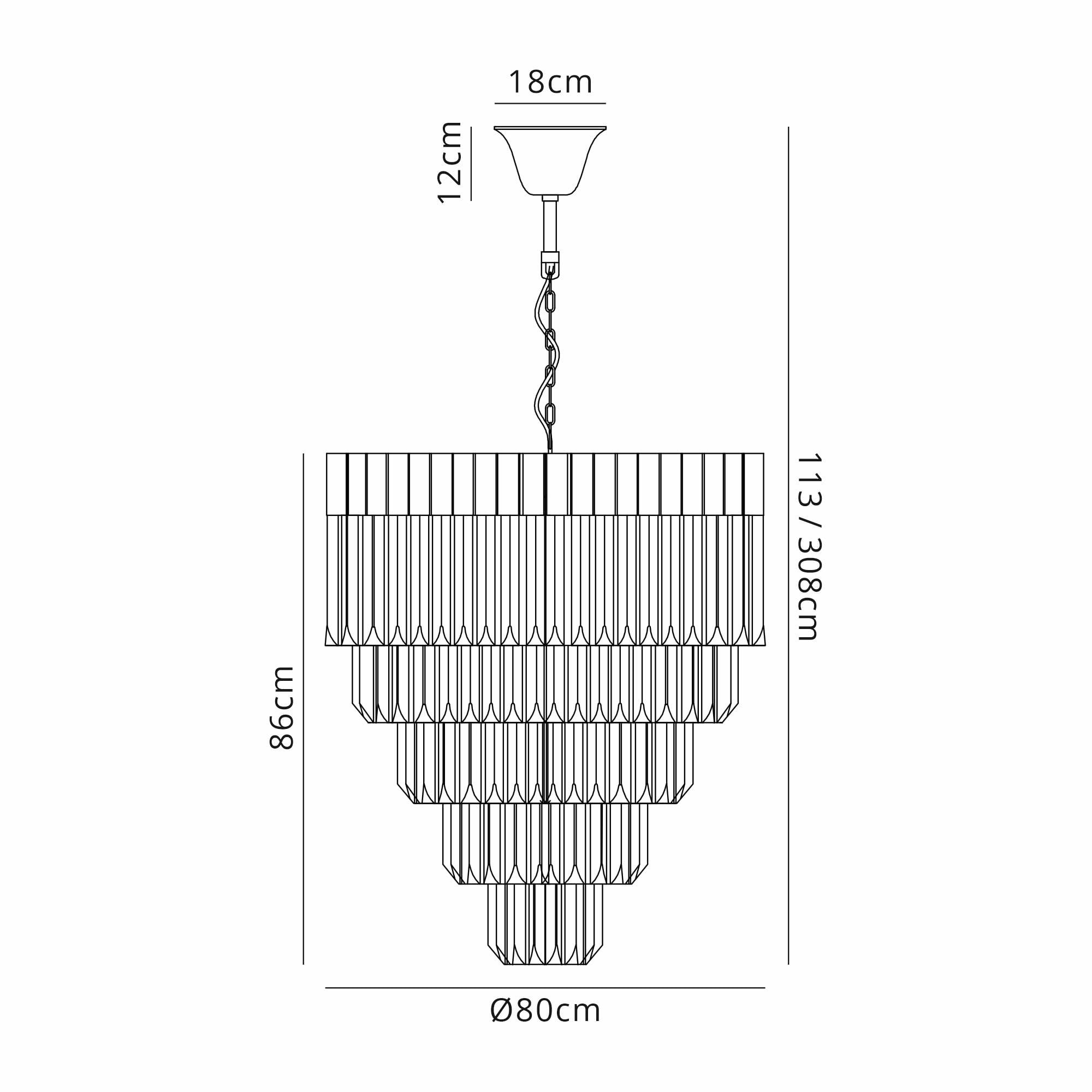 Fabula Cedar 19 Light Pendant - Polished Nickel & Smoke Sculpted Glass