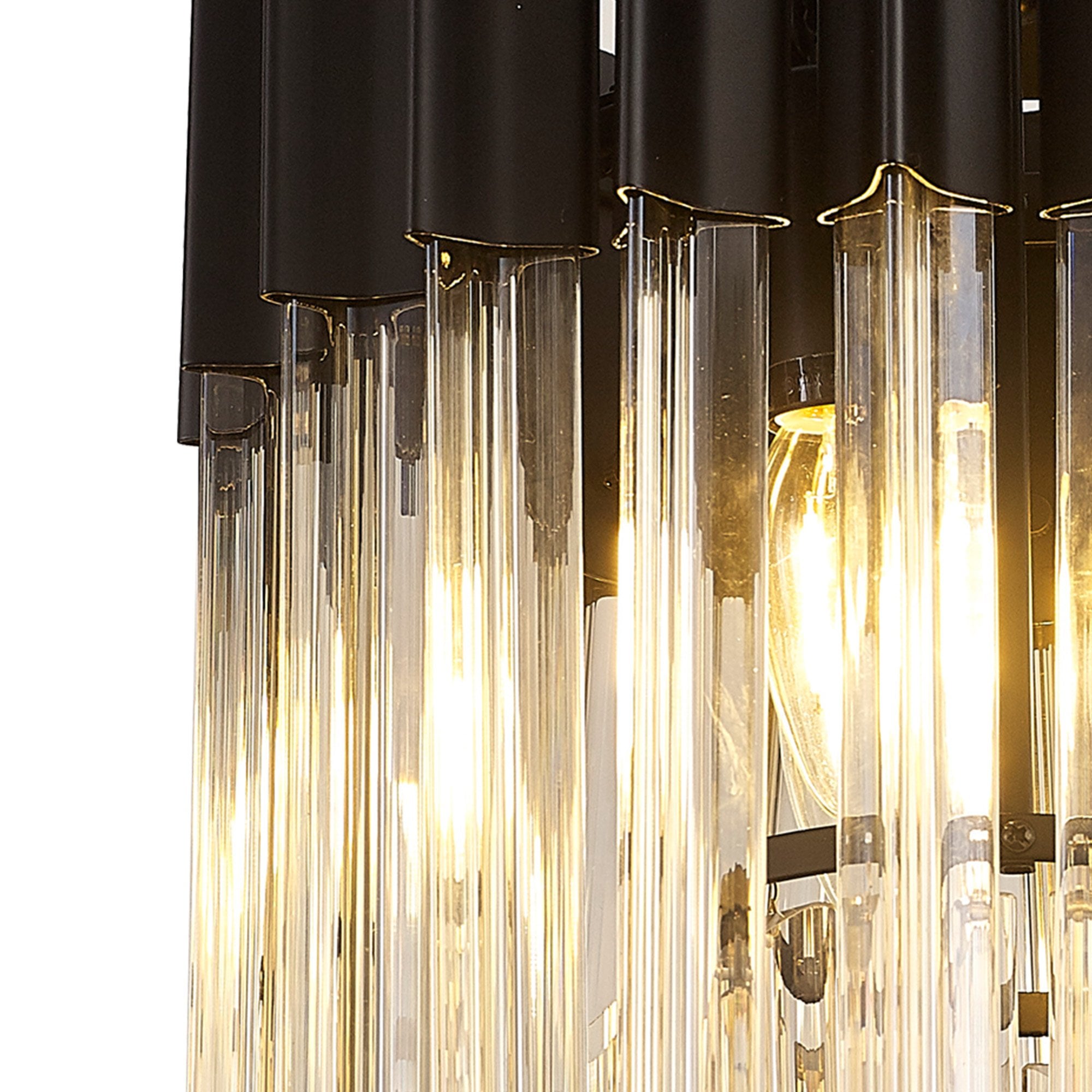 Fabula Cedar 3 Light Flush Light - Matt Black & Cognac Sculpted Glass