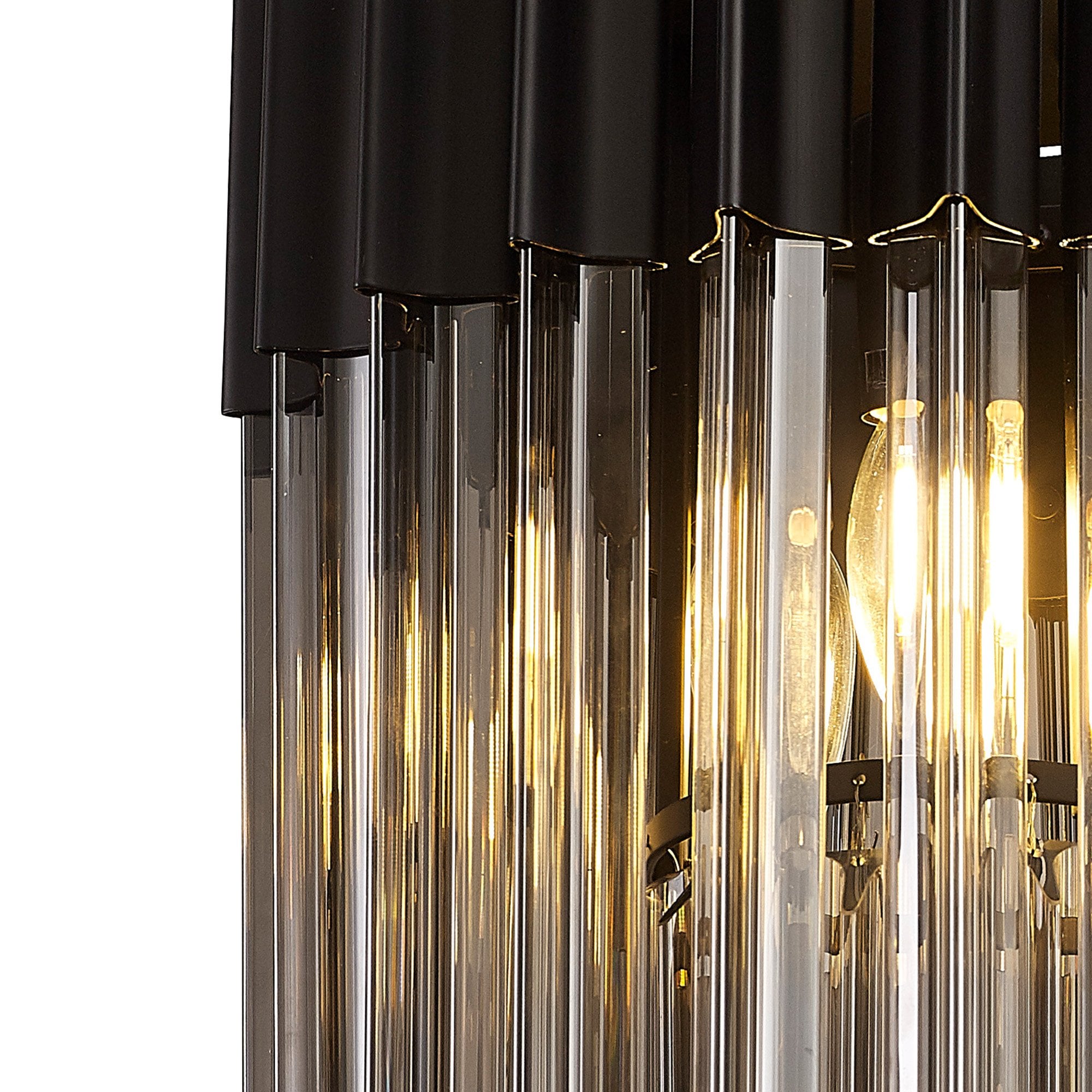Fabula Cedar 3 Light Flush Light - Matt Black & Smoke Sculpted Glass
