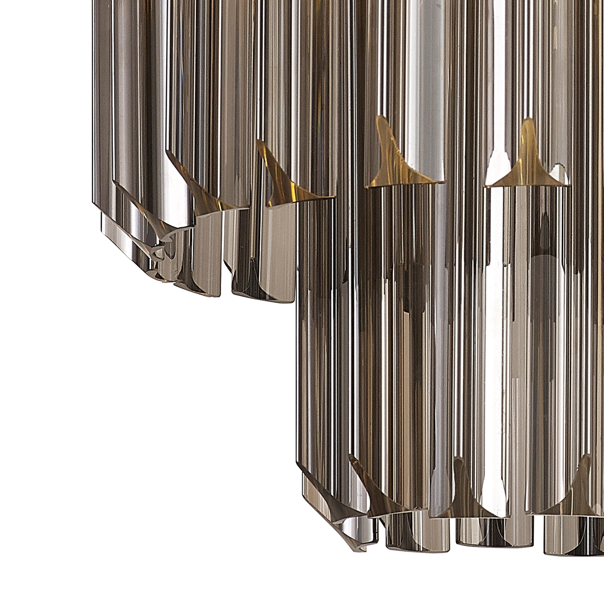 Fabula Cedar 3 Light Flush Light - Matt Black & Smoke Sculpted Glass