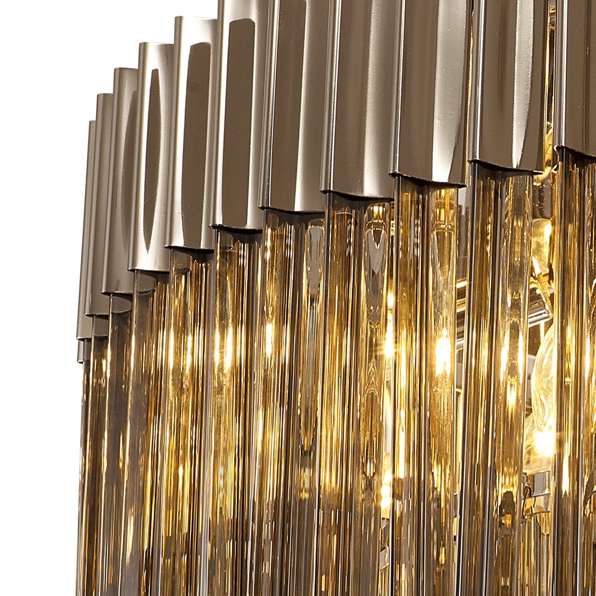Fabula Cedar 3 Light Flush Light - Polished Nickel & Smoke Sculpted Glass