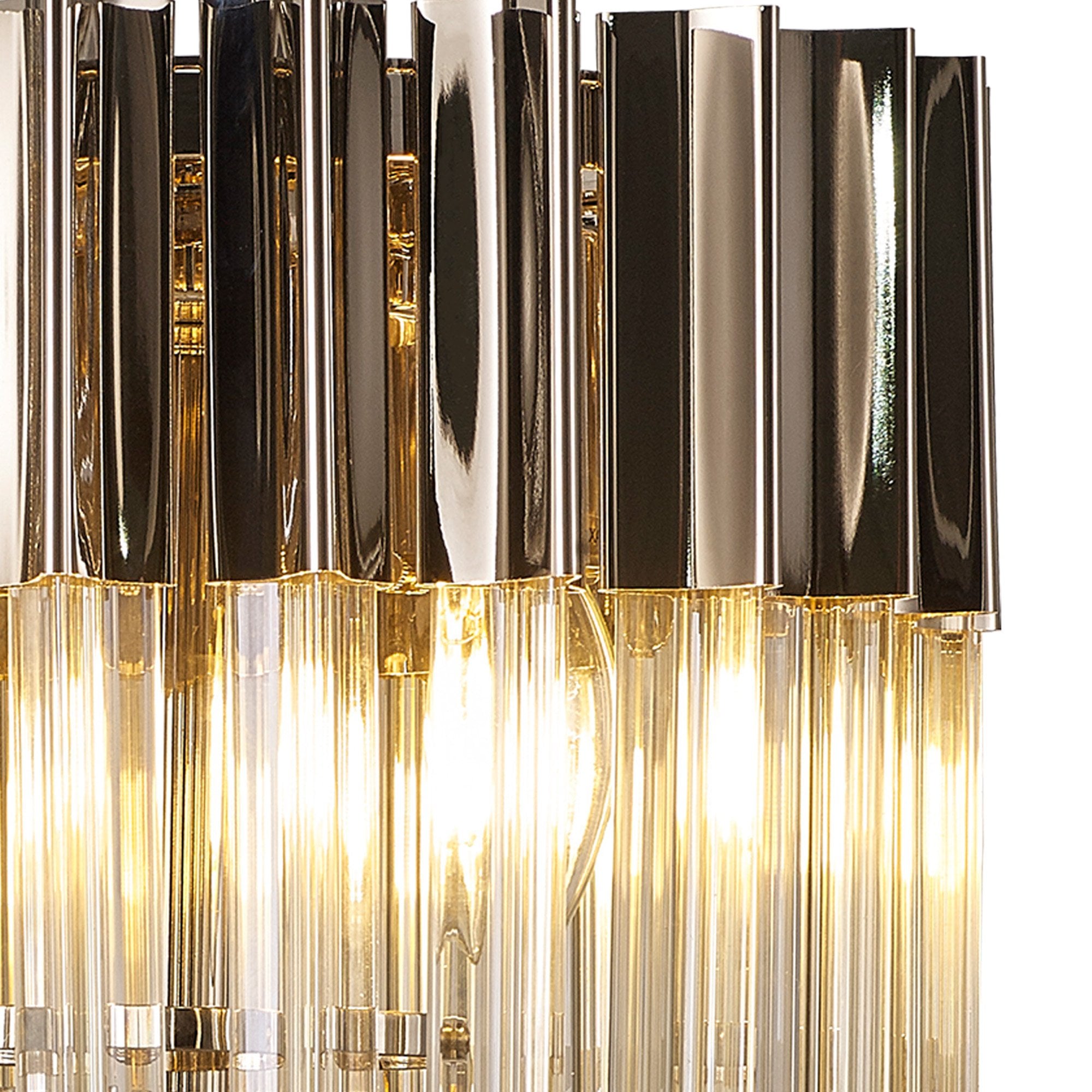 Fabula Cedar 3 Light Table Lamp - Polished Nickel & Cognac Sculpted Glass