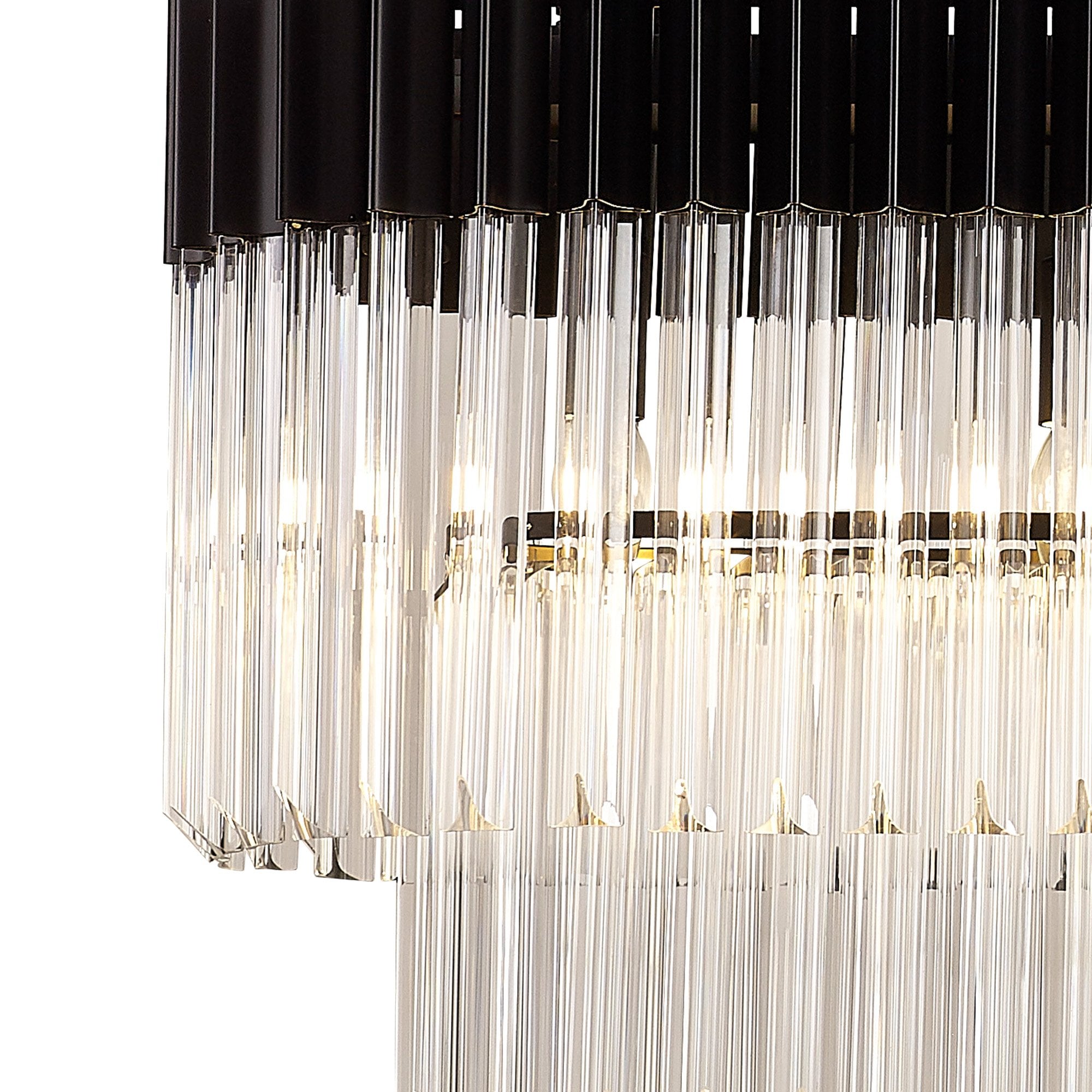 Fabula Cedar 5 Light Rectangular Pendant - Matt Black & Clear Sculpted Glass