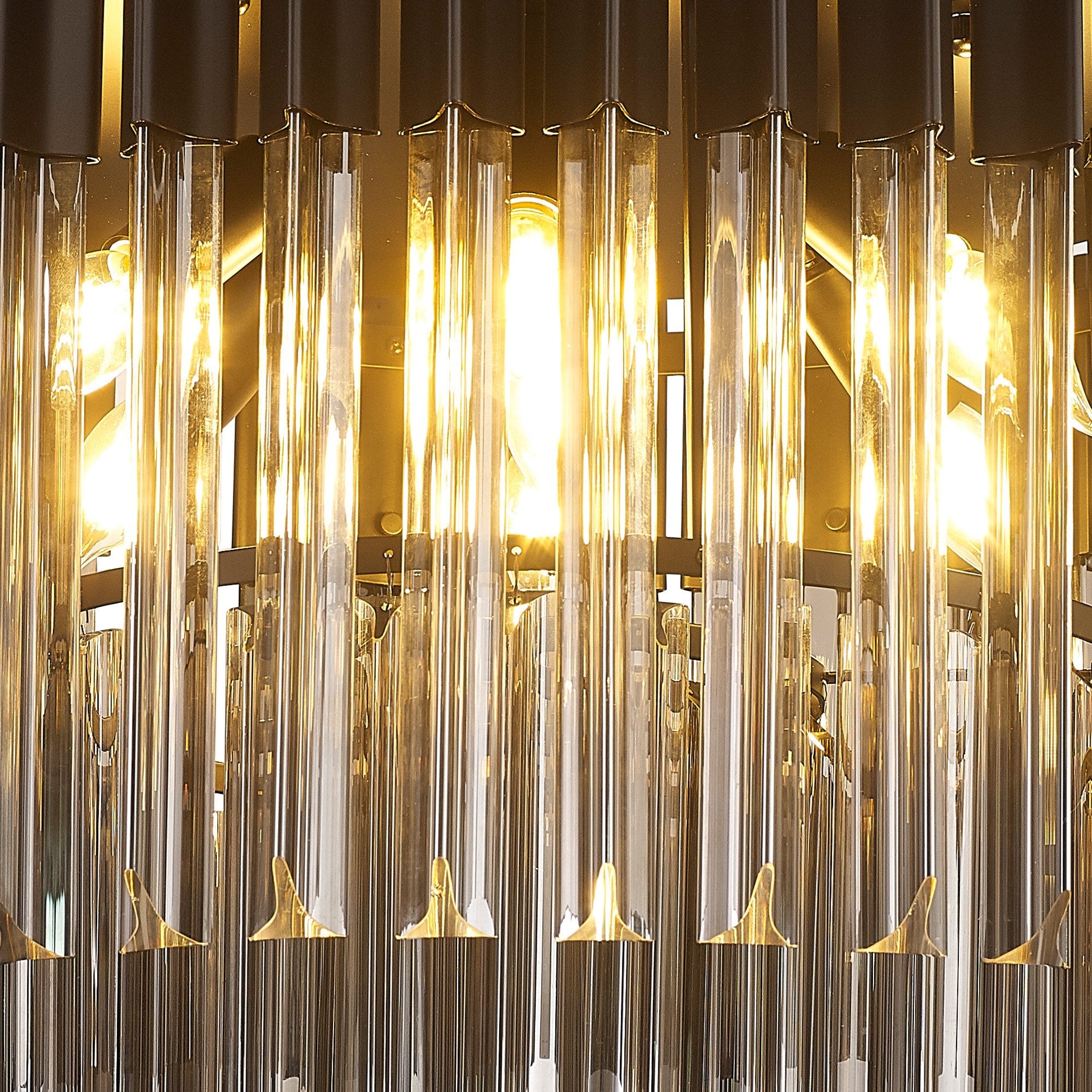 Fabula Cedar 7 Light Flush Light - Matt Black & Smoke Sculpted Glass