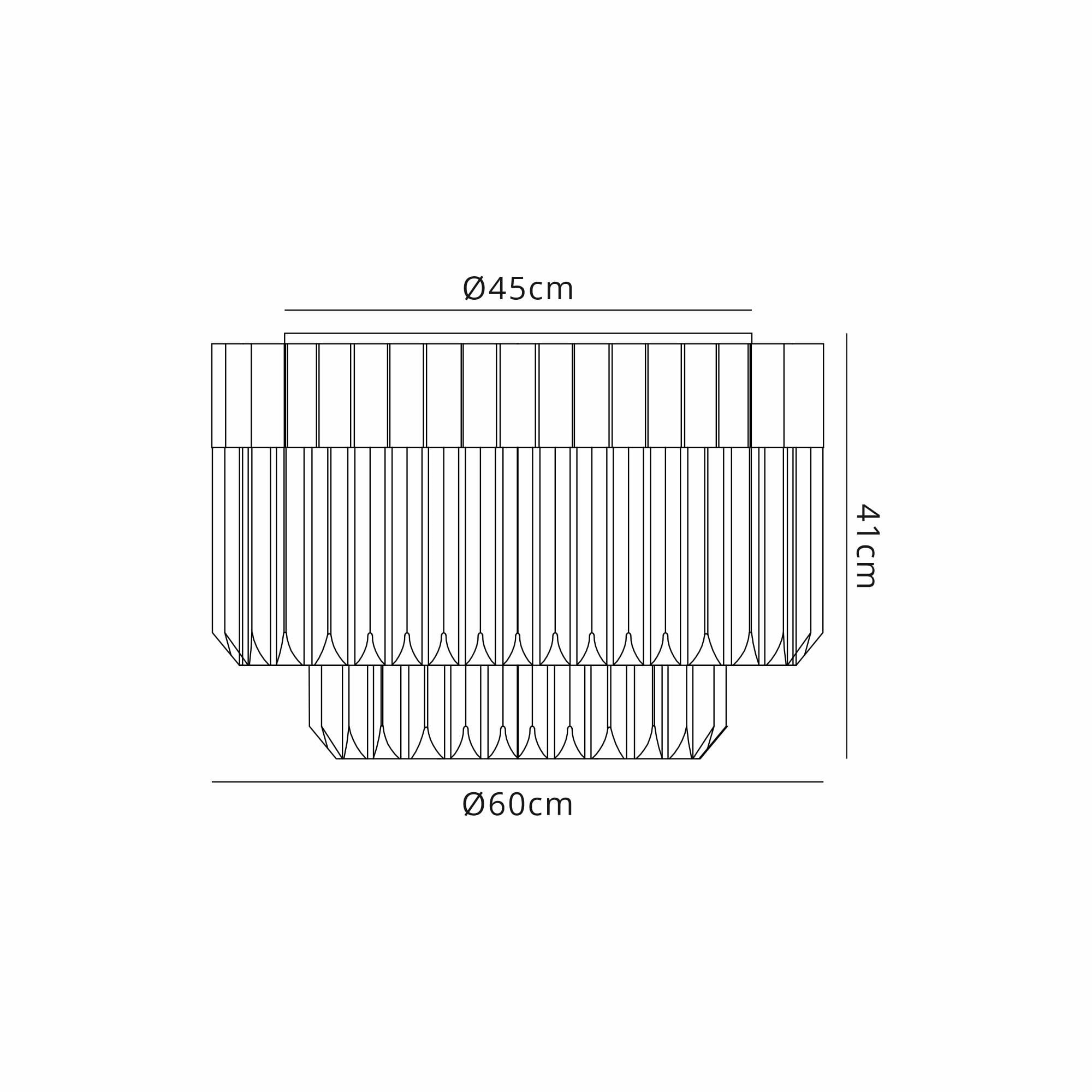 Fabula Cedar 7 Light Flush Light - Polished Nickel & Smoke Sculpted Glass