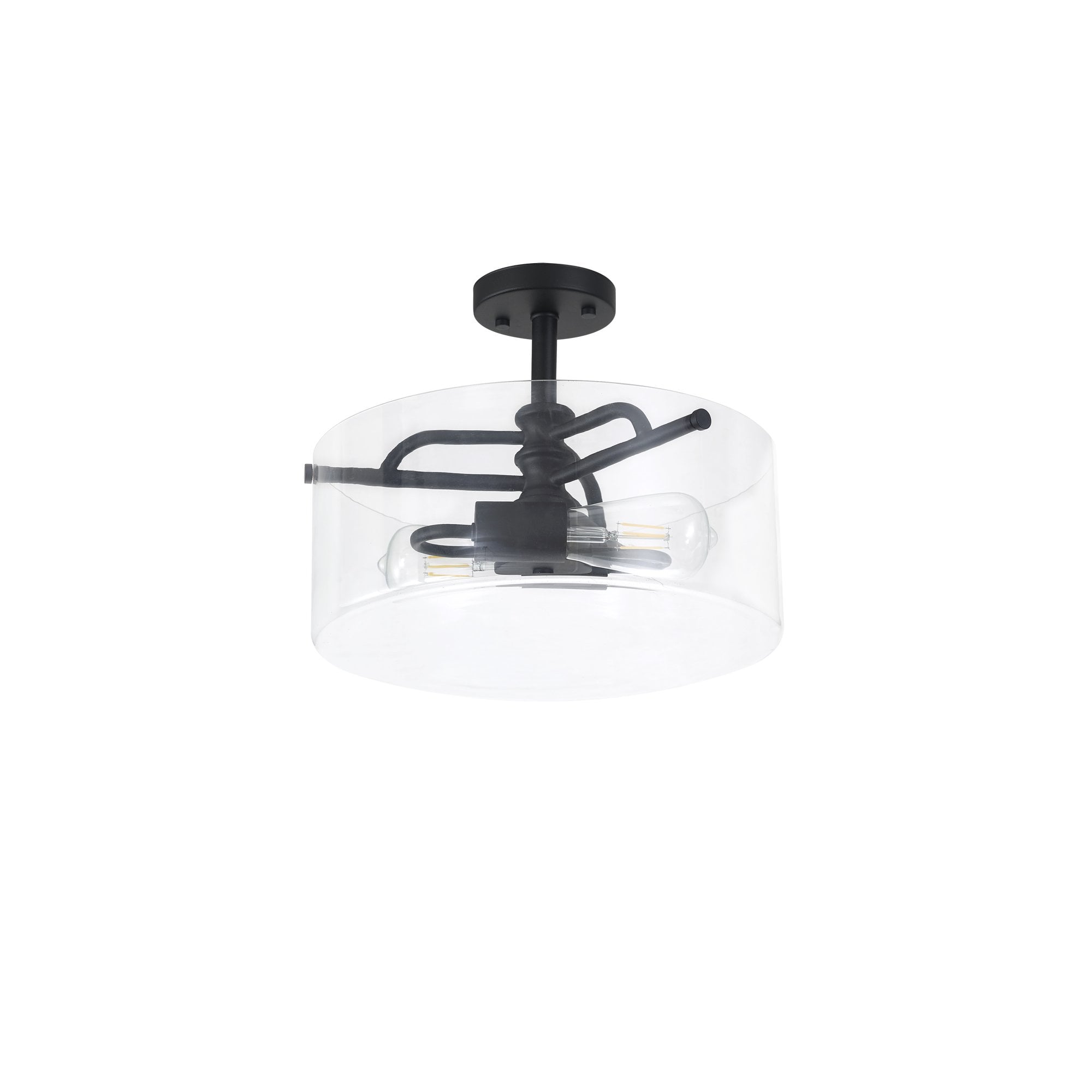 Fabula Connaught 2 Light Semi-Flush Light - Sand Black & Clear Glass
