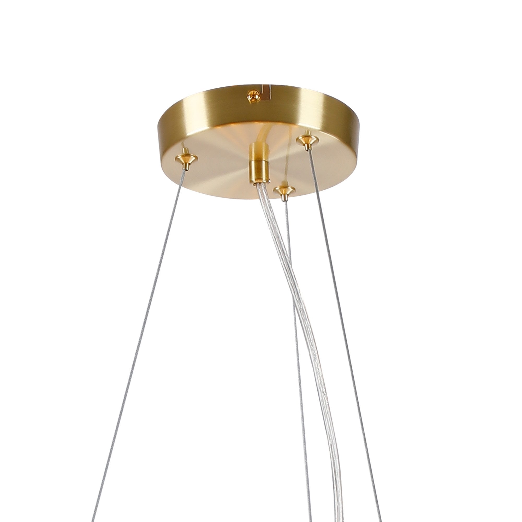 Fabula Deacon 16 Light Circular Pendant - Satin Gold & Amber Plated Glass