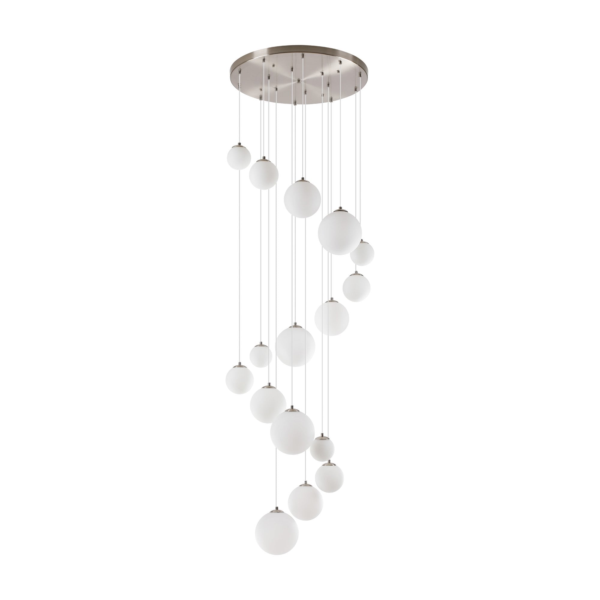 Fabula Deacon 16 Light Pendant - Satin Nickel & Opal Glass