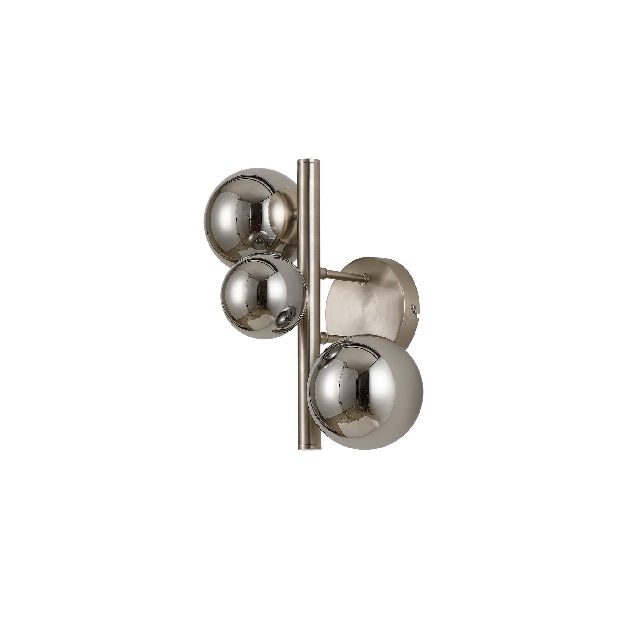 Fabula Deacon 3 Light Wall Lamp - Satin Nickel & Chrome Plated Glass