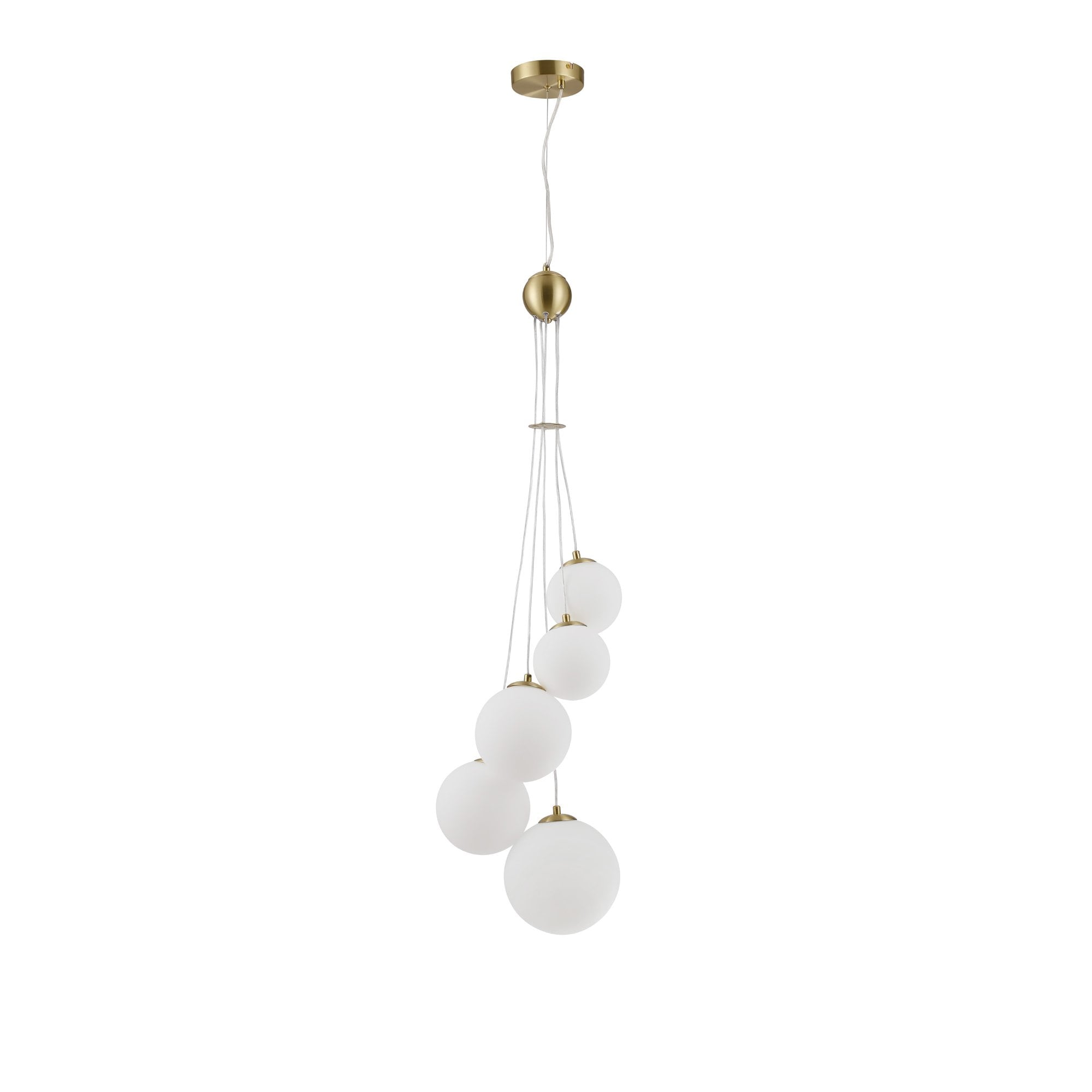 Fabula Deacon 5 Light Pendant - Satin Gold & Opal Glass