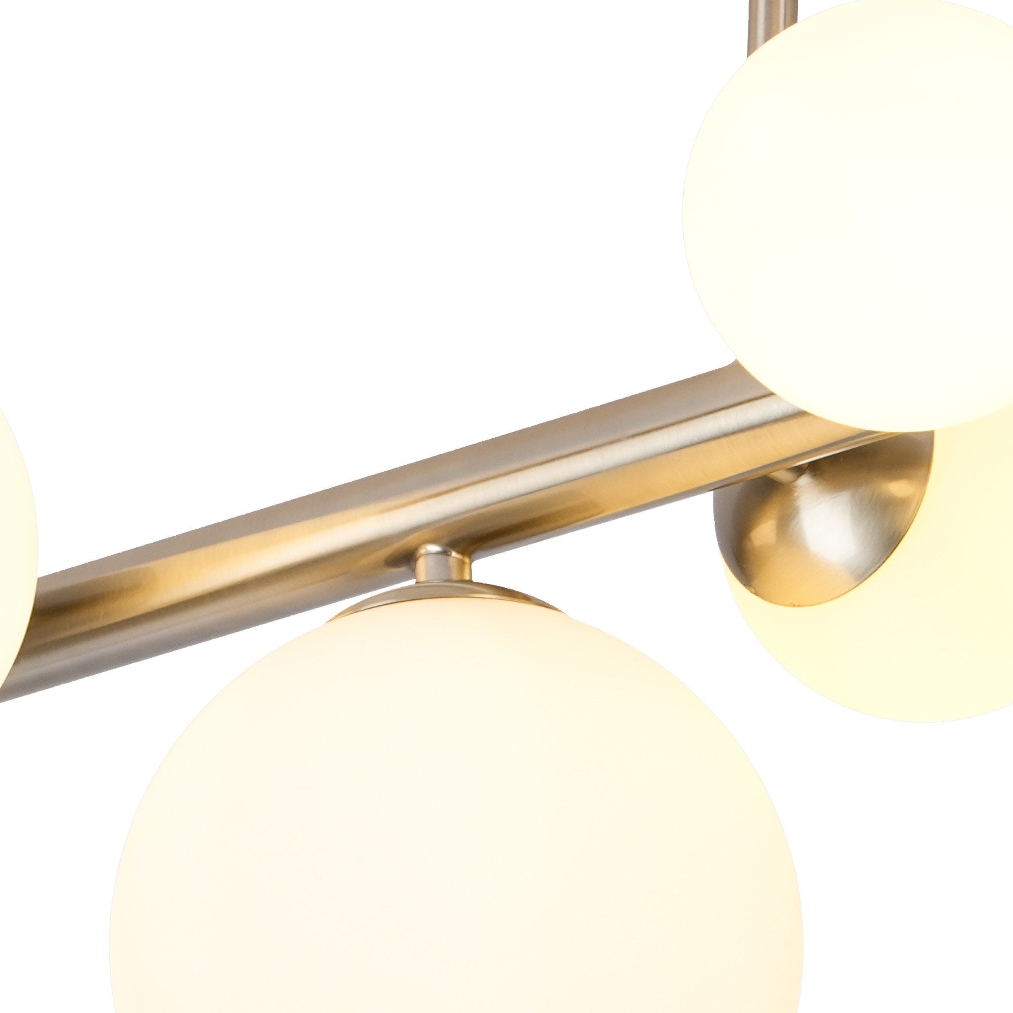 Fabula Deacon 6 Light Semi-Flush Light - Satin Nickel & Opal Glass
