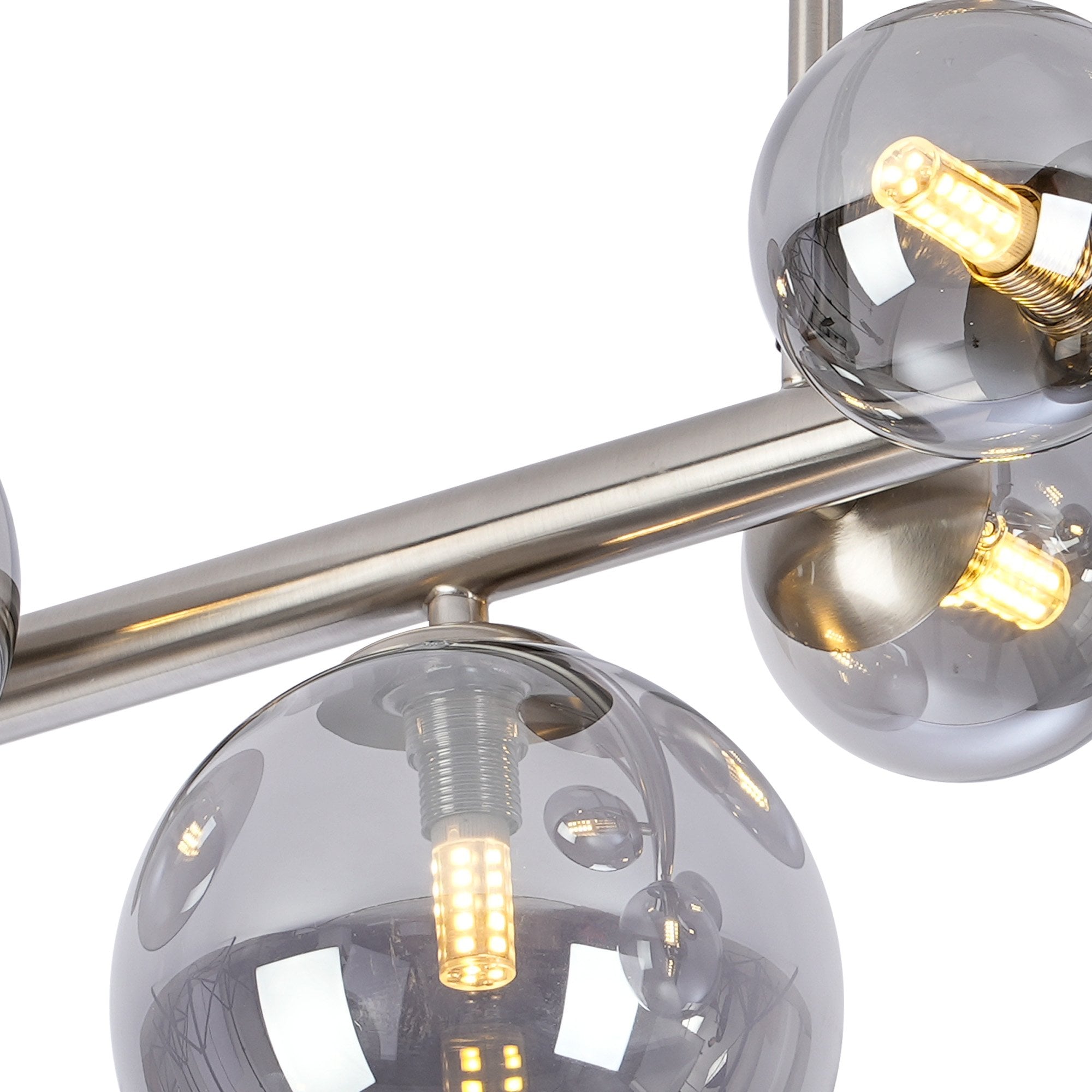 Fabula Deacon 6 Light Semi-Flush Light - Satin Nickel & Smoke Plated Glass