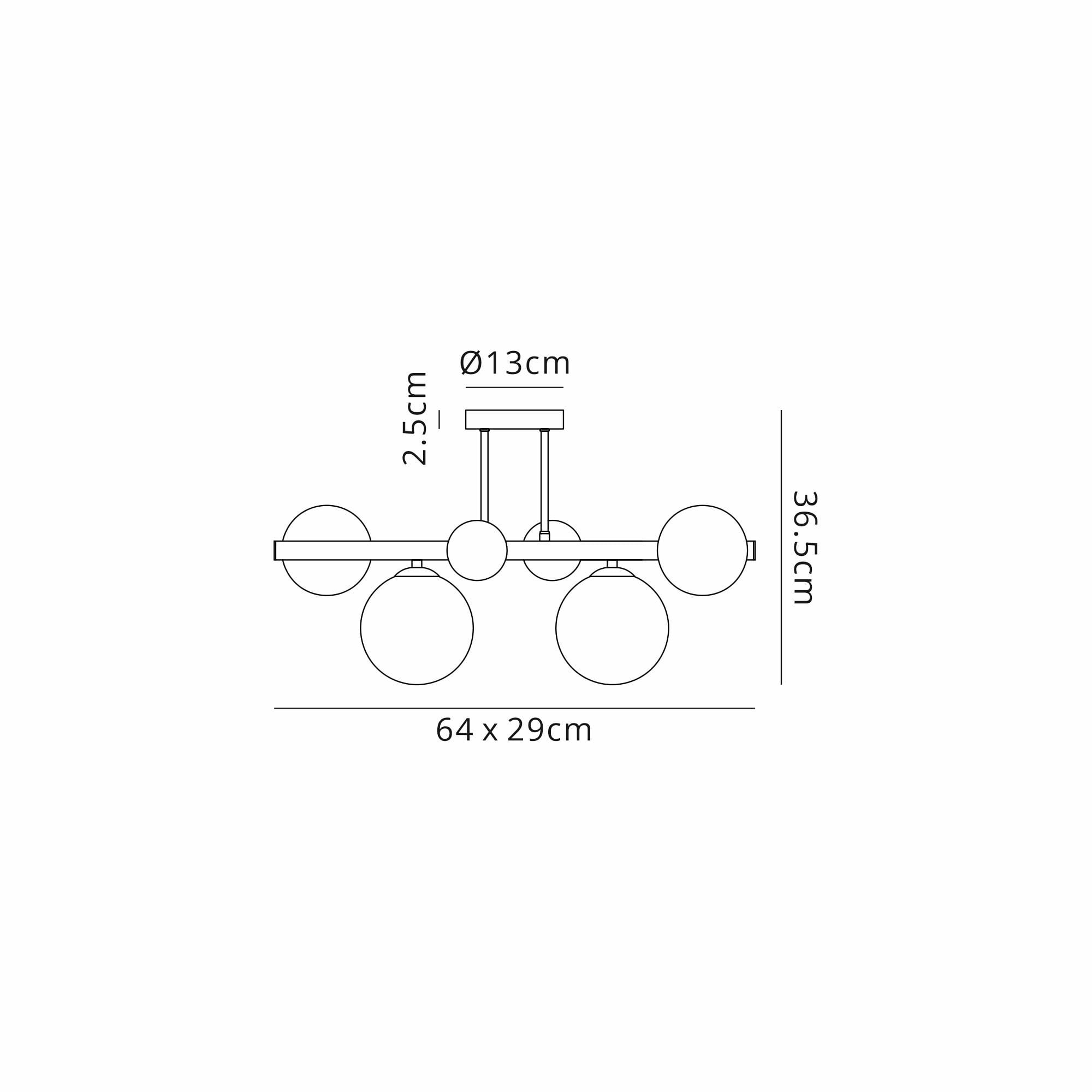 Fabula Deacon 6 Light Semi-Flush Light - Satin Nickel & Smoke Plated Glass