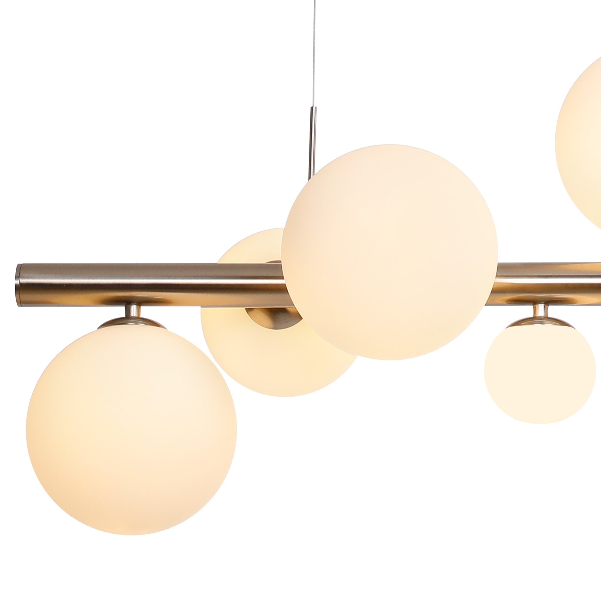 Fabula Deacon 9 Light Linear Pendant - Satin Nickel & Opal Glass