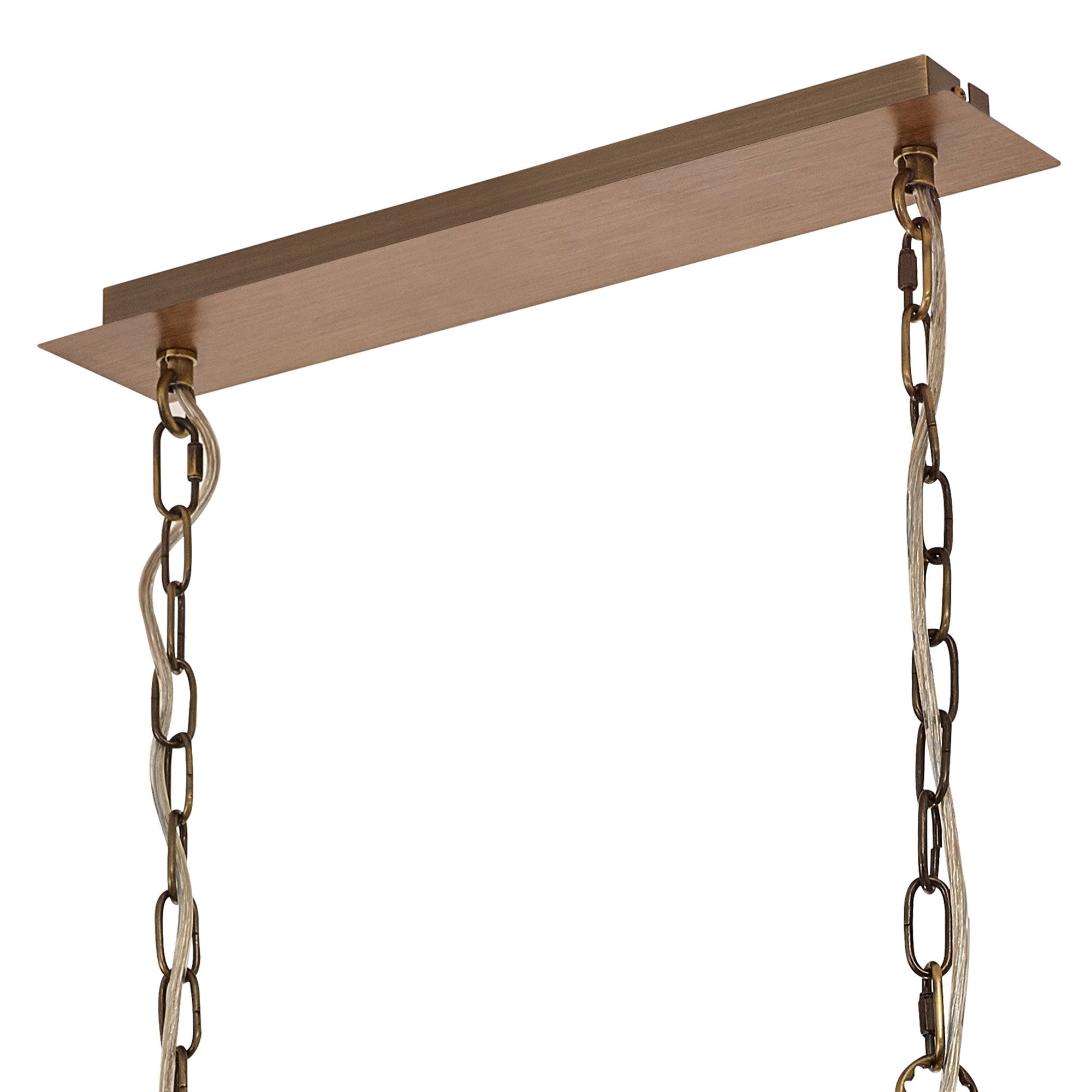 Fabula Douglas 8 Light Linear Pendant - Medium Oak & Antique Brass