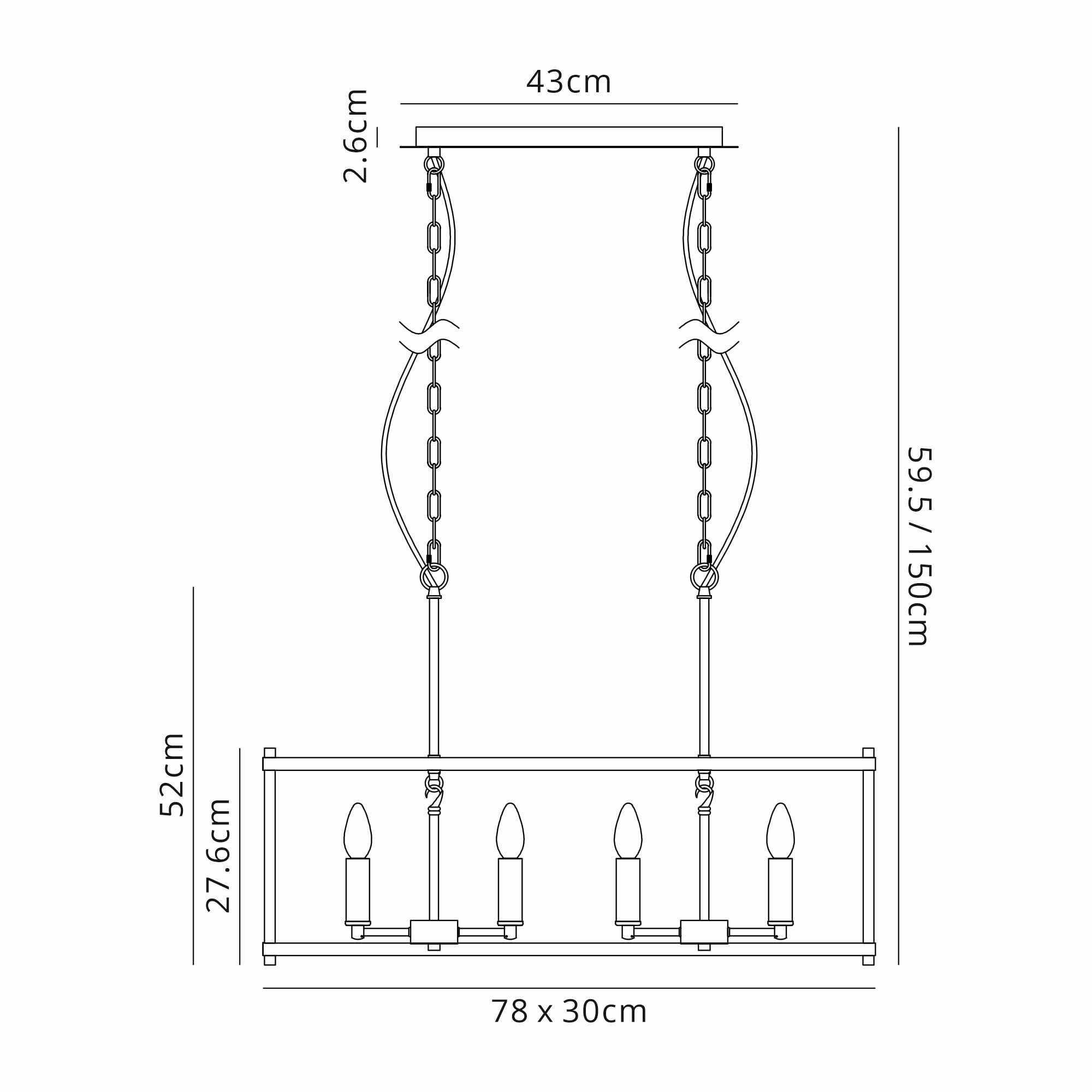Fabula Douglas 8 Light Linear Pendant - Walnut & Polished Nickel