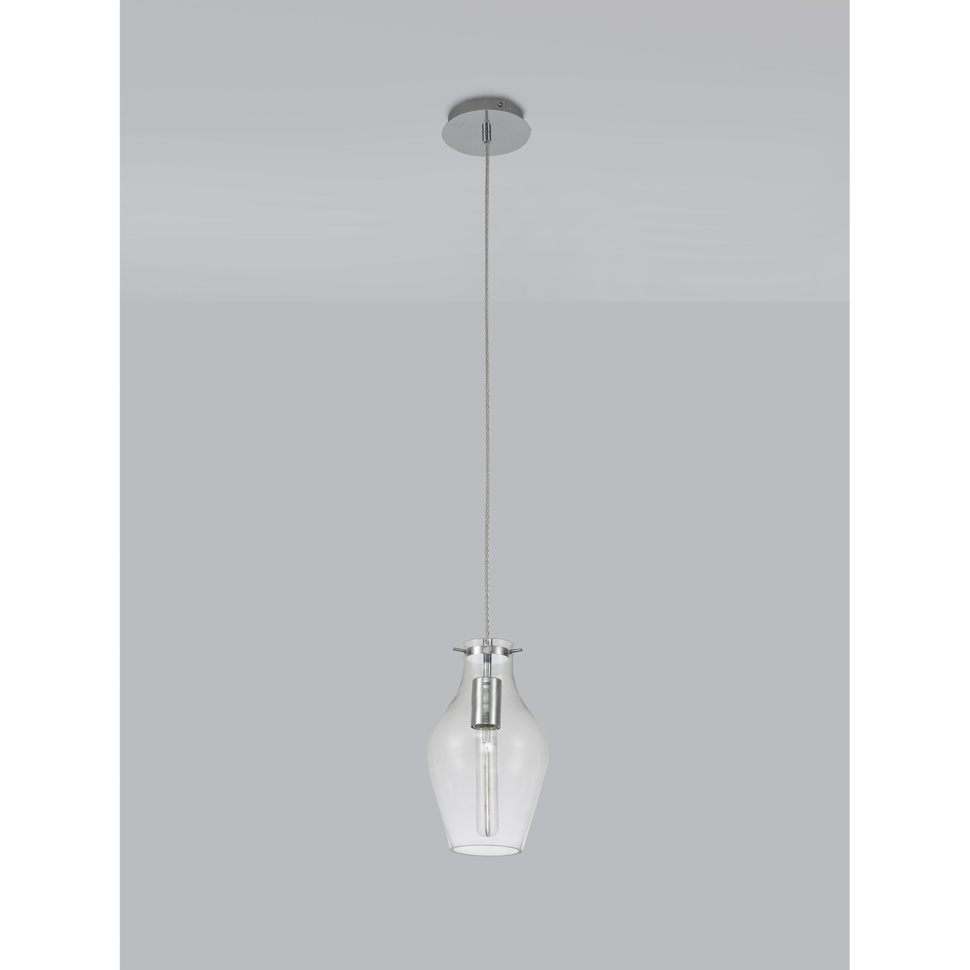 Fabula Elgar 17cm Round Pendant - Chrome & Clear Glass