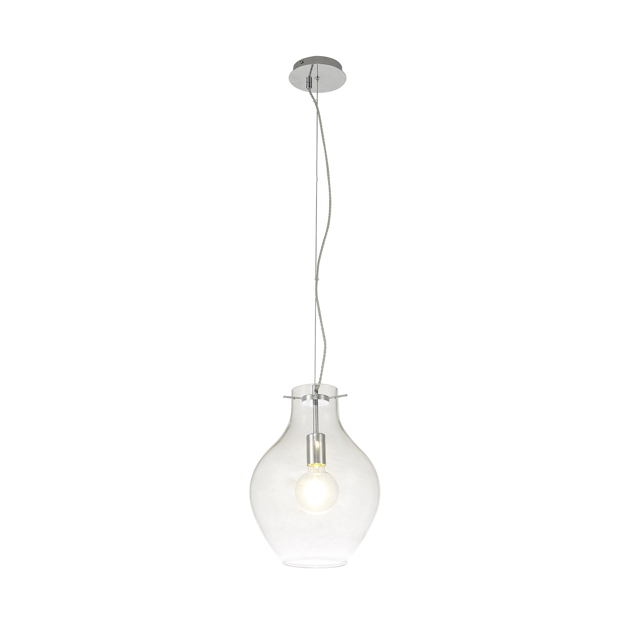 Fabula Elgar 28cm Round Pendant - Chrome & Clear Glass