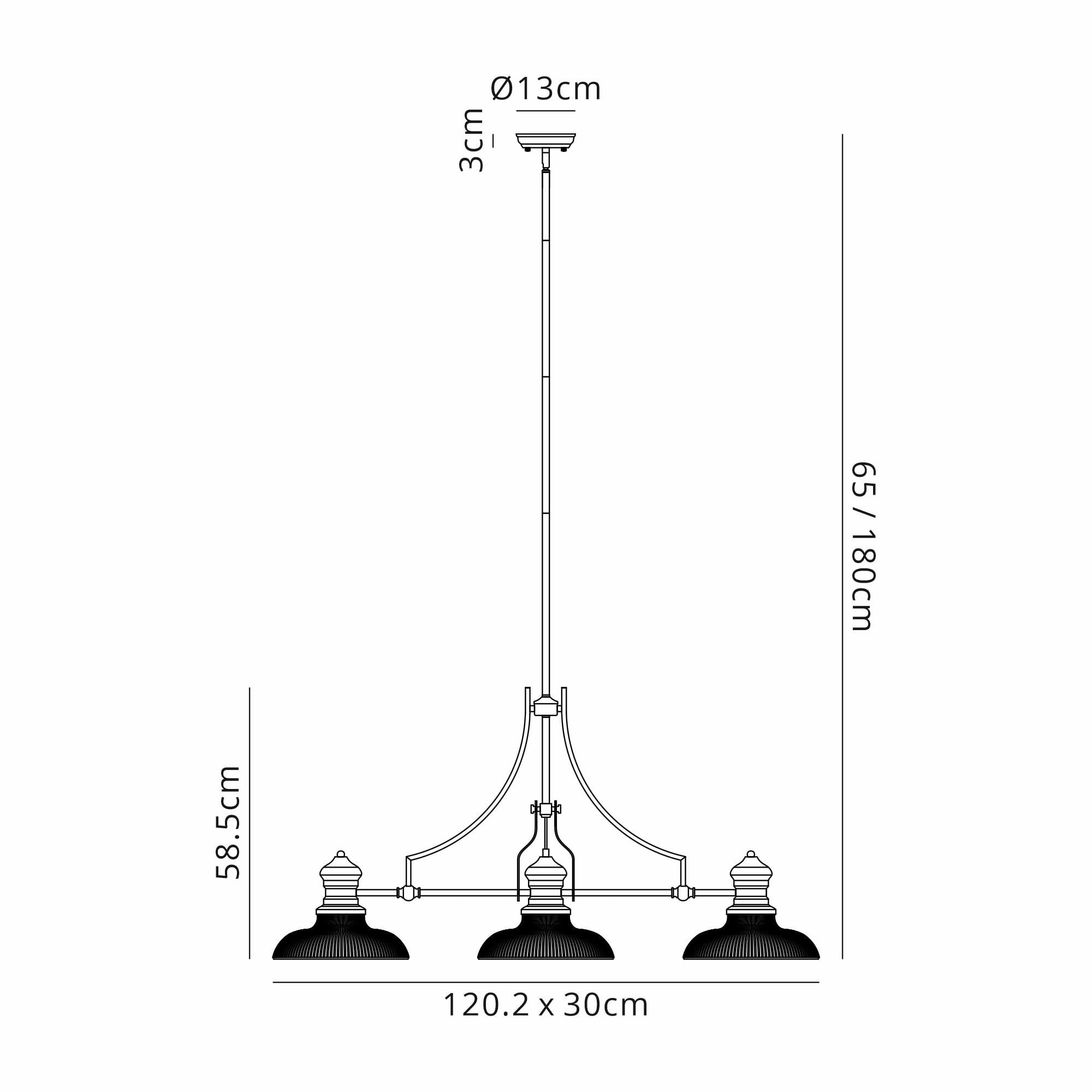 Fabula Epping 3 Light Linear Pendant - 30cm Round Glass Shades - Matt Black, Smoked Glass
