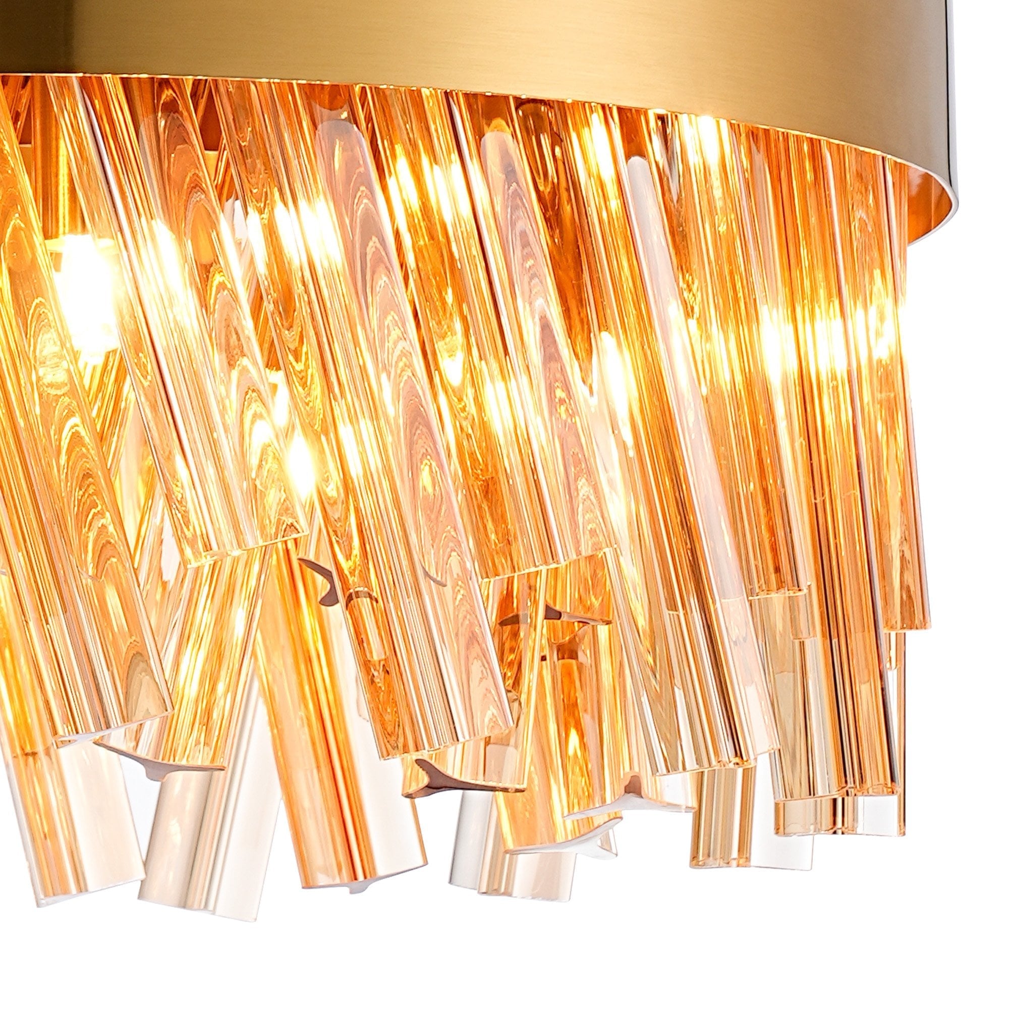 Fabula Farnley 10 Light Round Pendant - Brass & Amber Glass