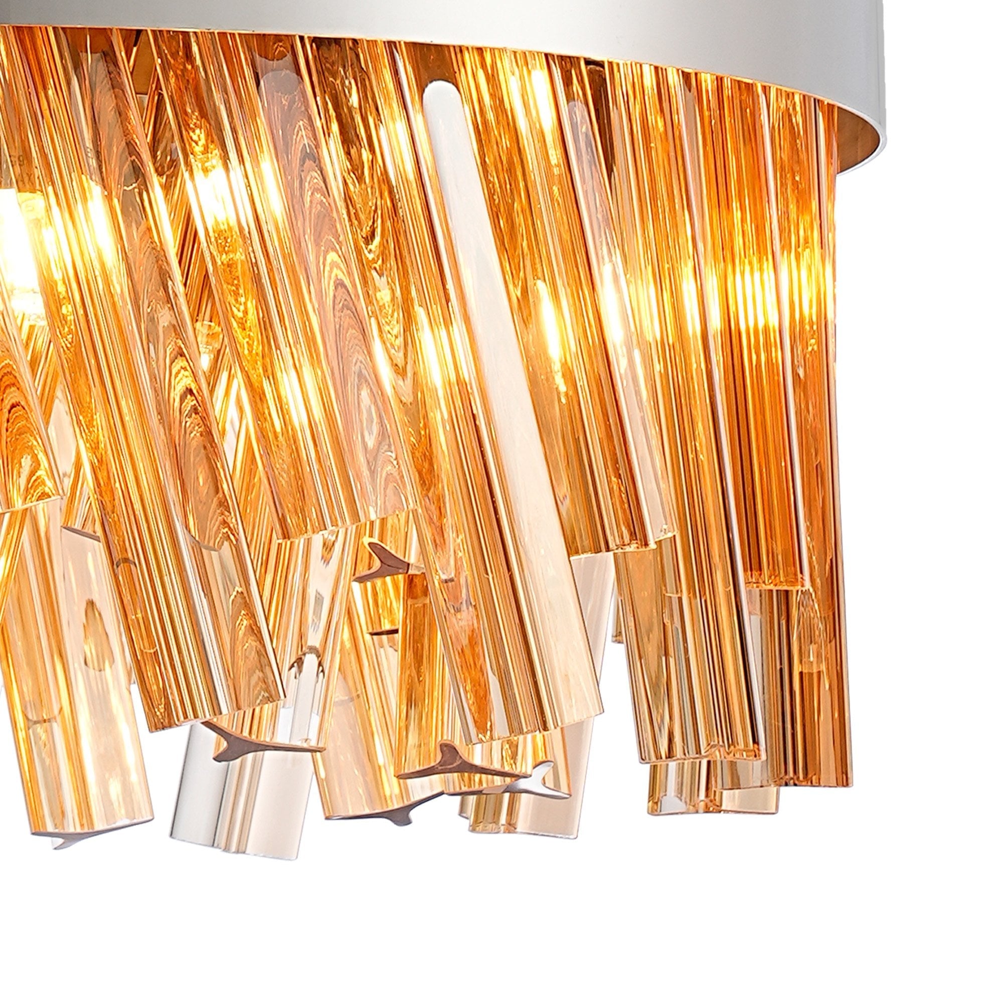 Fabula Farnley 10 Light Round Pendant - Polished Nickel & Amber Glass
