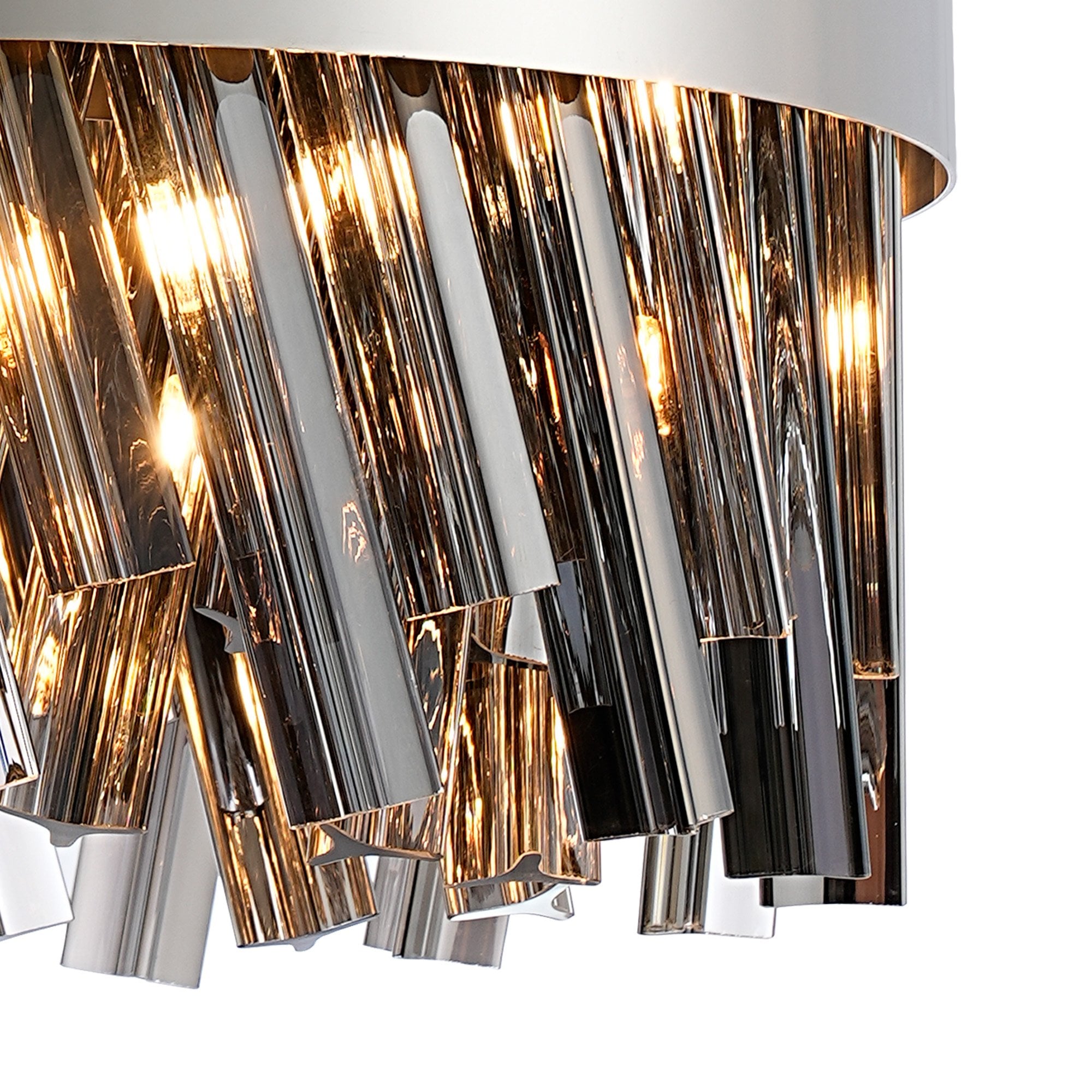 Fabula Farnley 10 Light Round Pendant - Polished Nickel & Smoked Glass