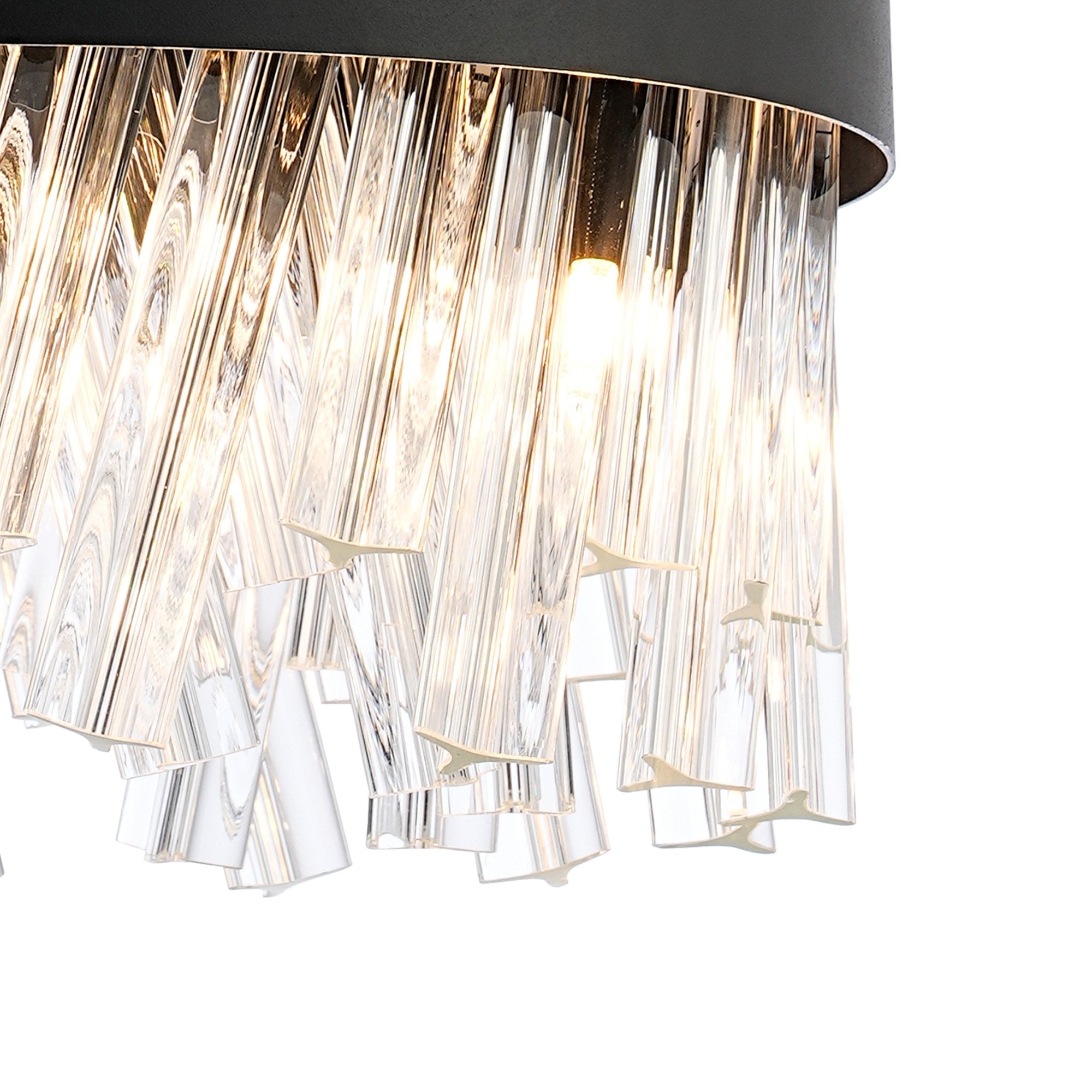 Fabula Farnley 10 Light Round Pendant - Satin Black & Clear Glass