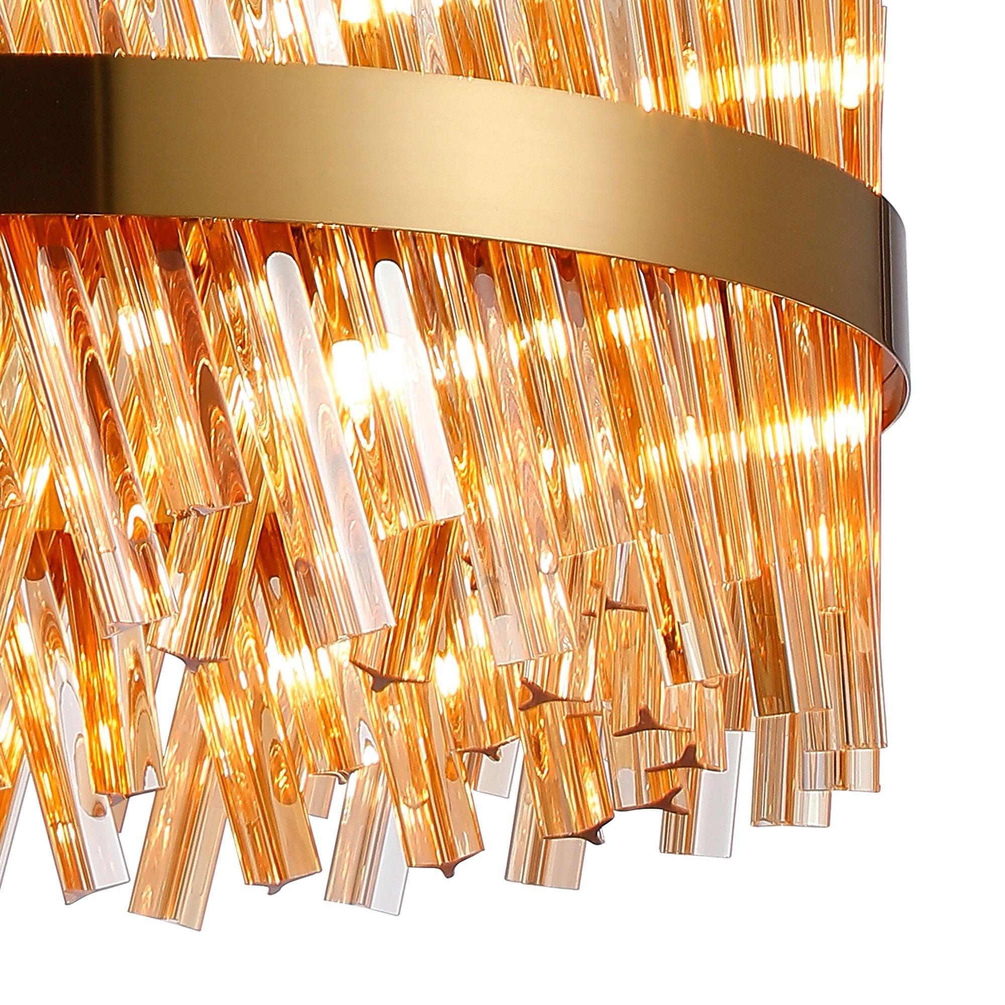 Fabula Farnley 18 Light Round Pendant - Brass & Amber Glass