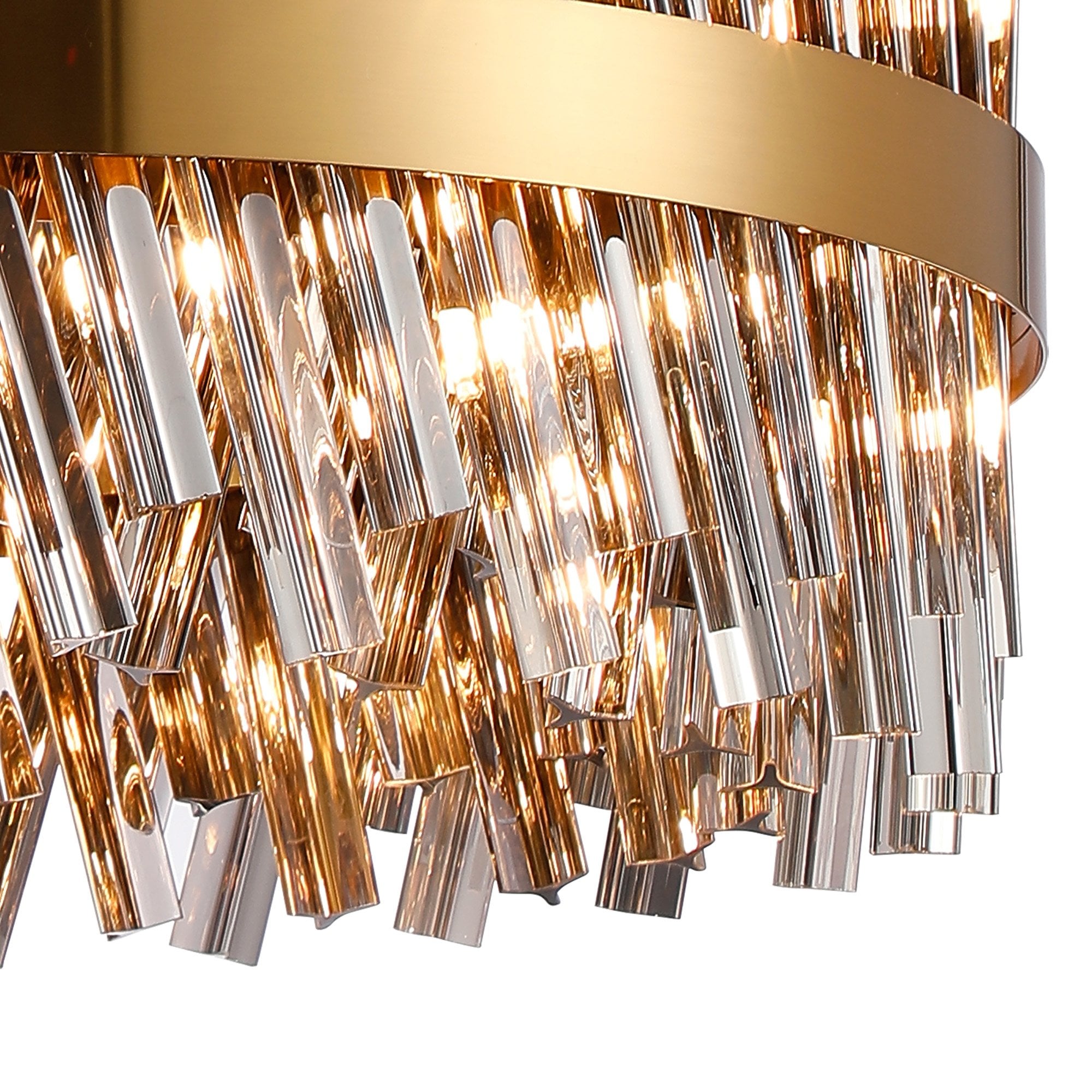 Fabula Farnley 18 Light Round Pendant - Brass & Smoked Glass