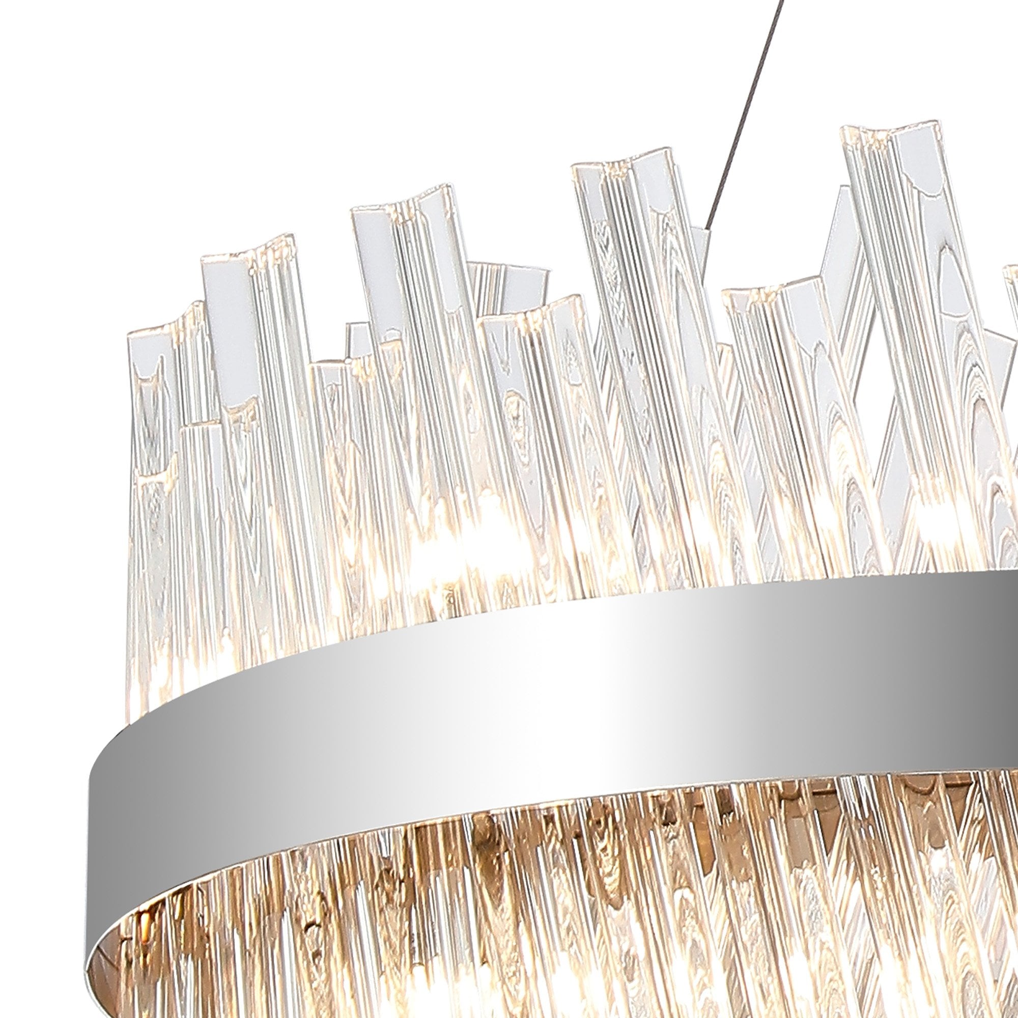 Fabula Farnley 18 Light Round Pendant - Polished Nickel & Clear Glass