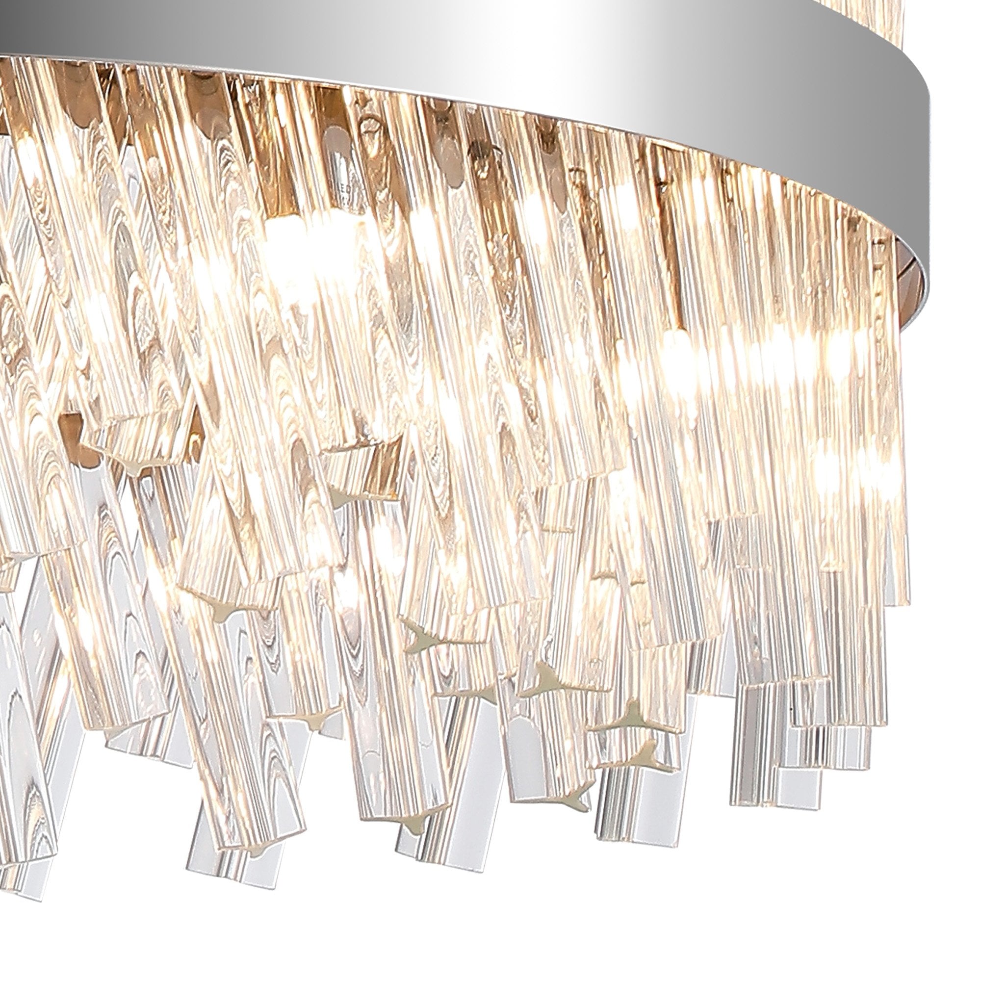 Fabula Farnley 18 Light Round Pendant - Polished Nickel & Clear Glass