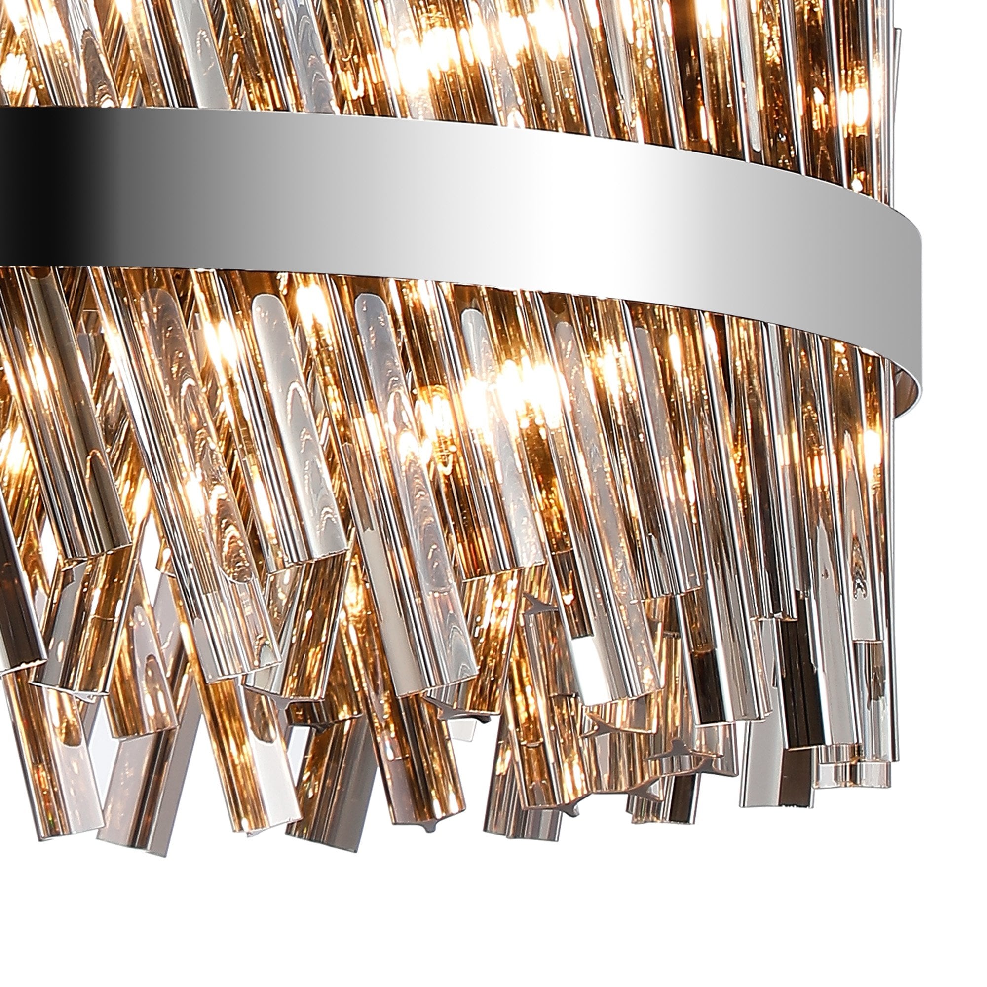 Fabula Farnley 18 Light Round Pendant - Polished Nickel & Smoked Glass
