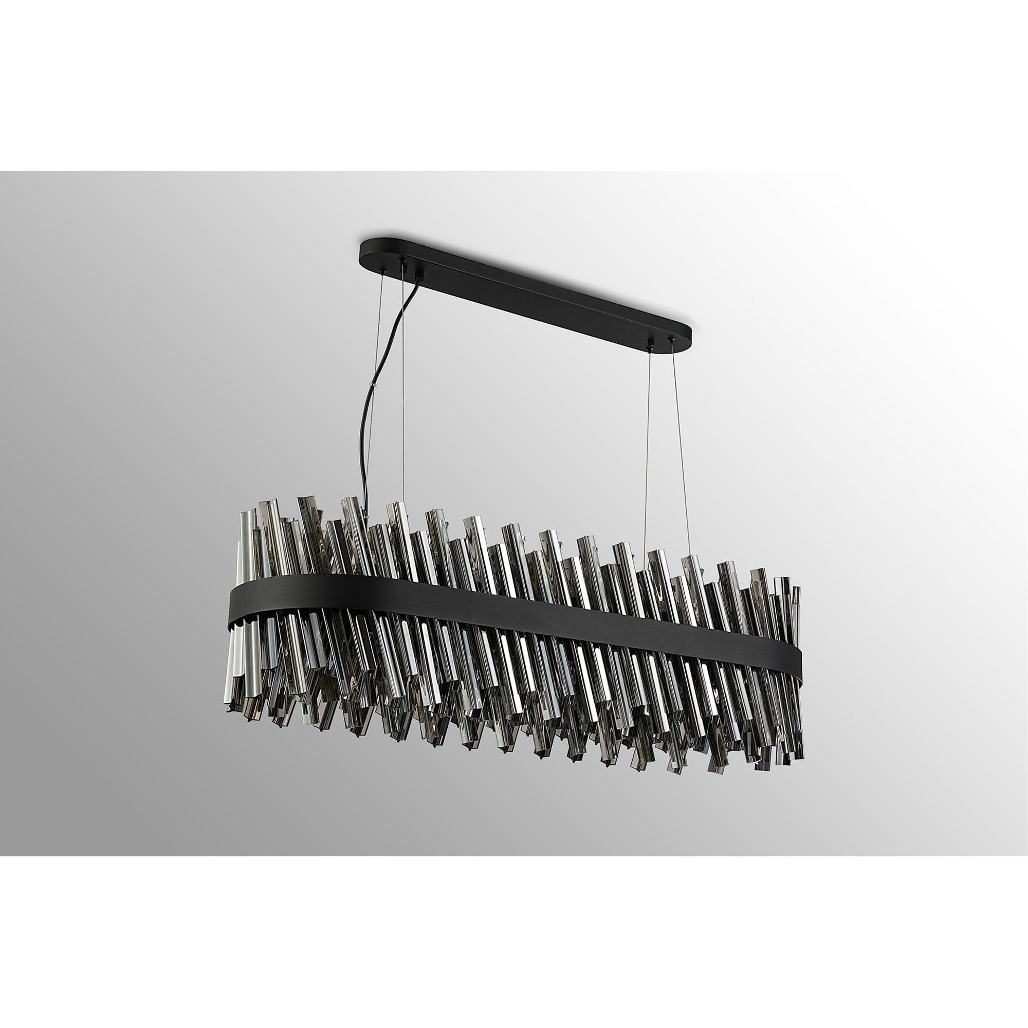 Fabula Farnley 24 Light Oblong Pendant - Satin Black & Smoked Glass