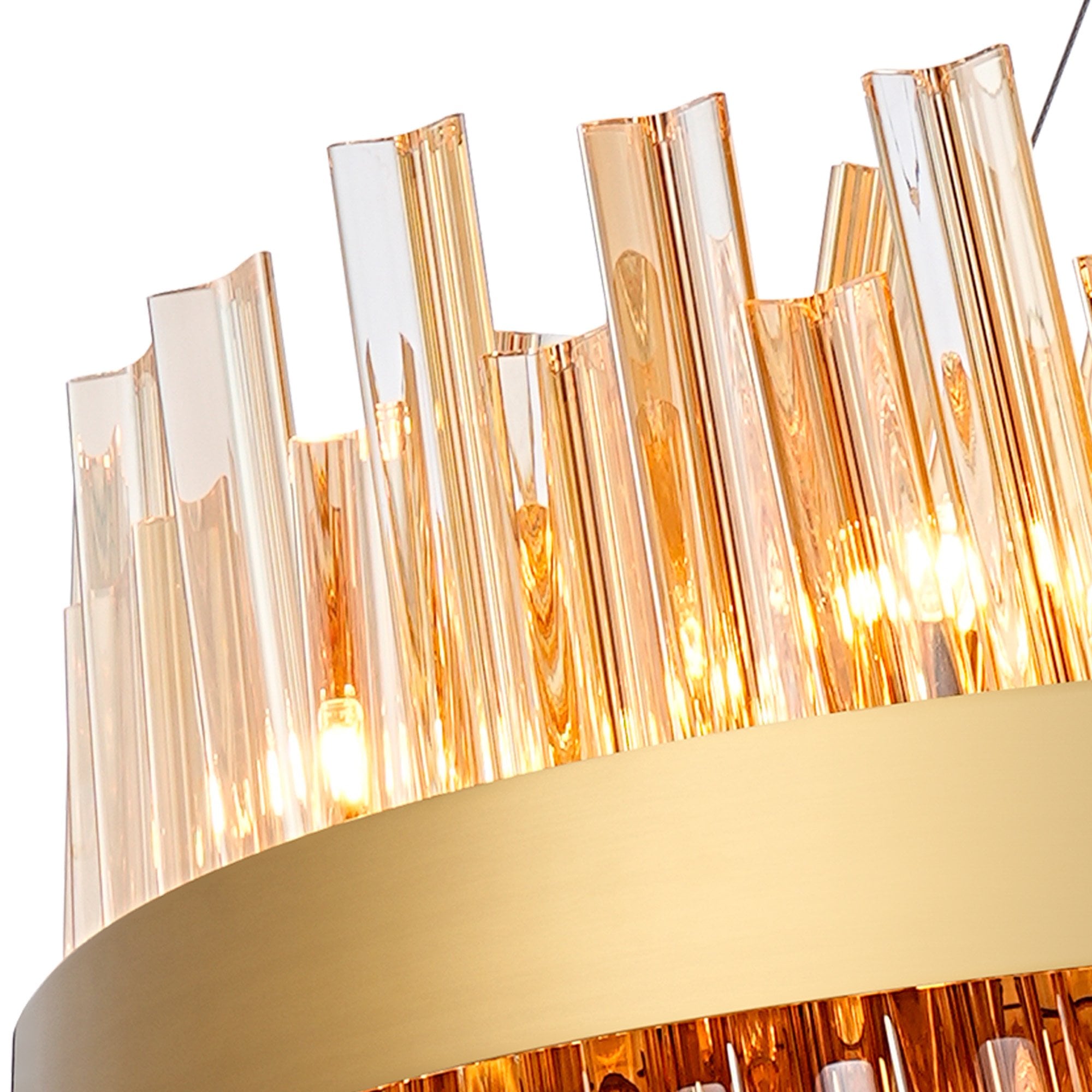 Fabula Farnley 24 Light Round Pendant - Brass & Amber Glass