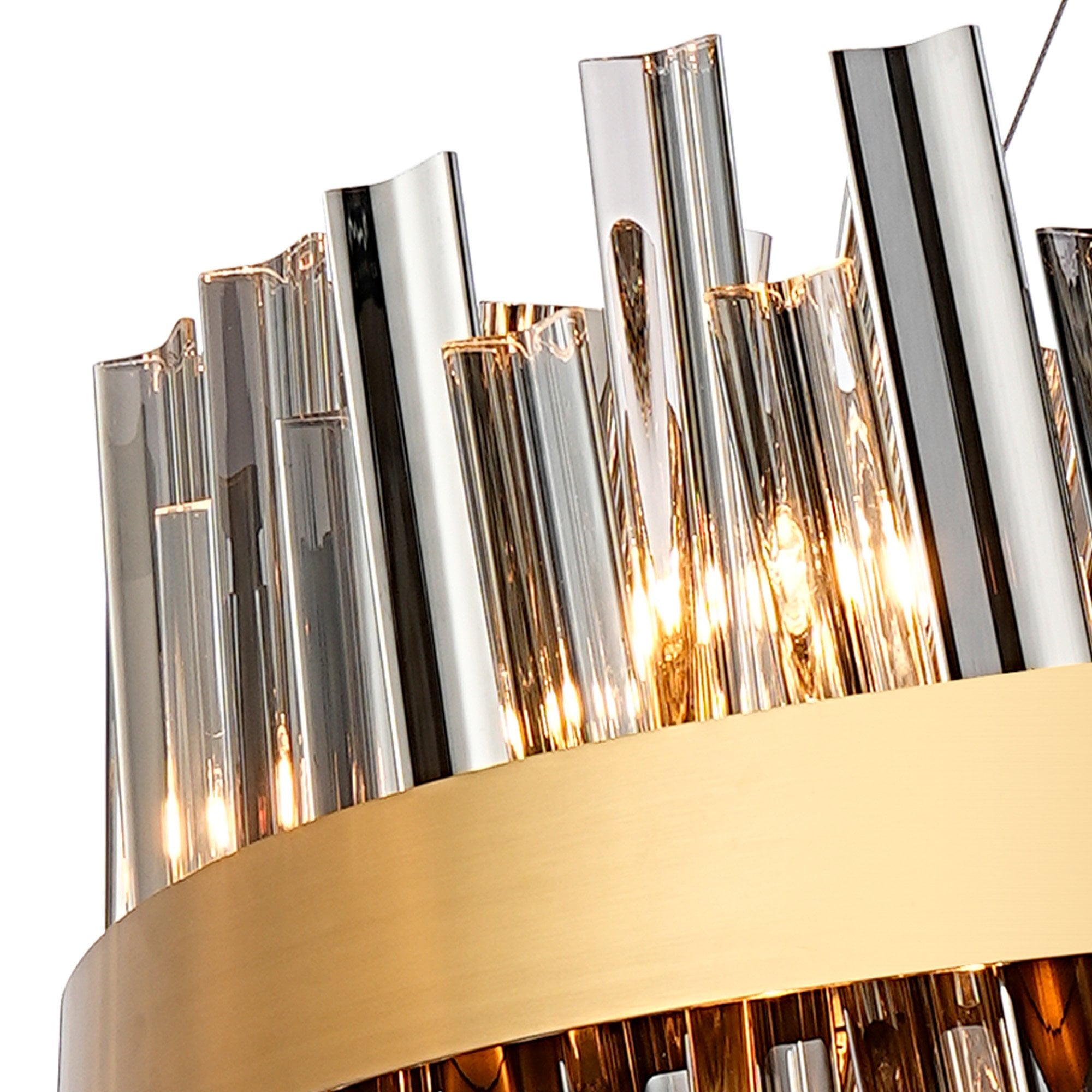 Fabula Farnley 24 Light Round Pendant - Brass & Smoked Glass