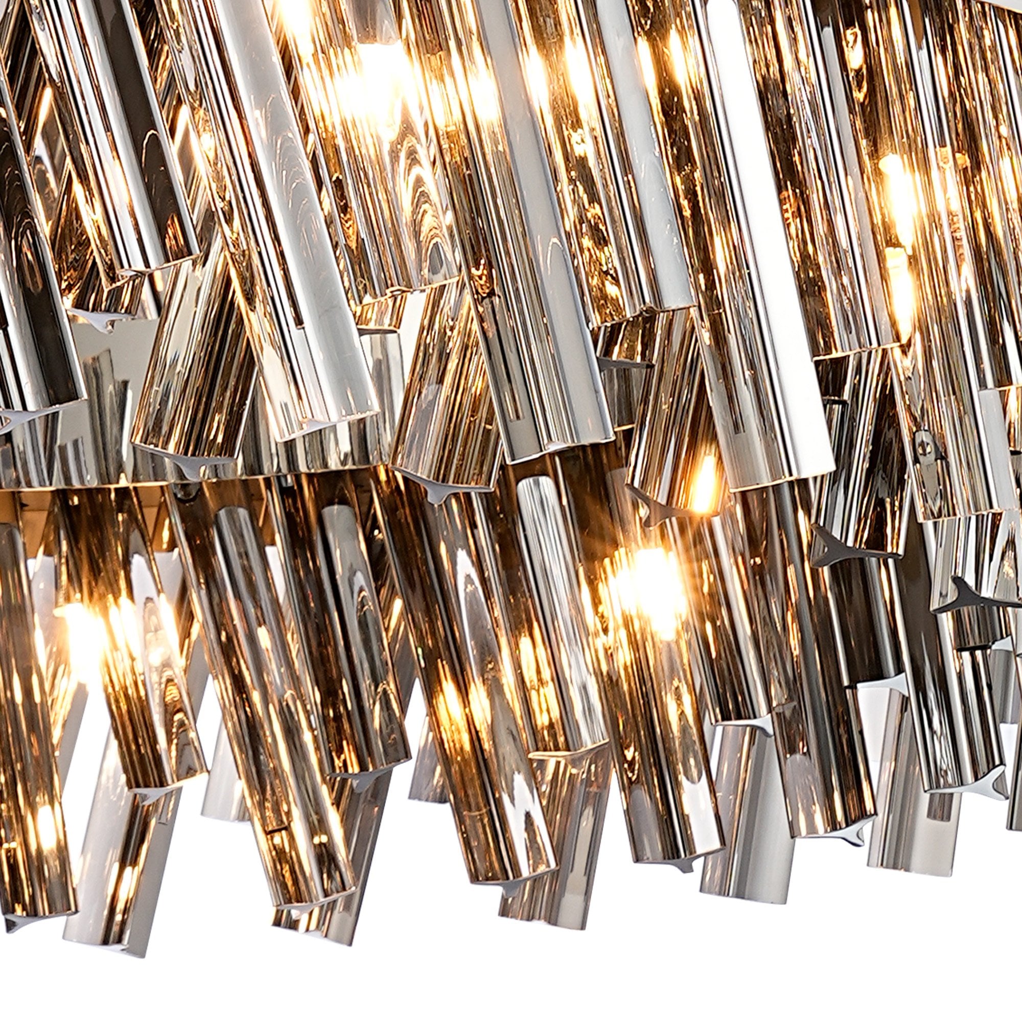 Fabula Farnley 24 Light Round Pendant - Polished Nickel & Smoked Glass