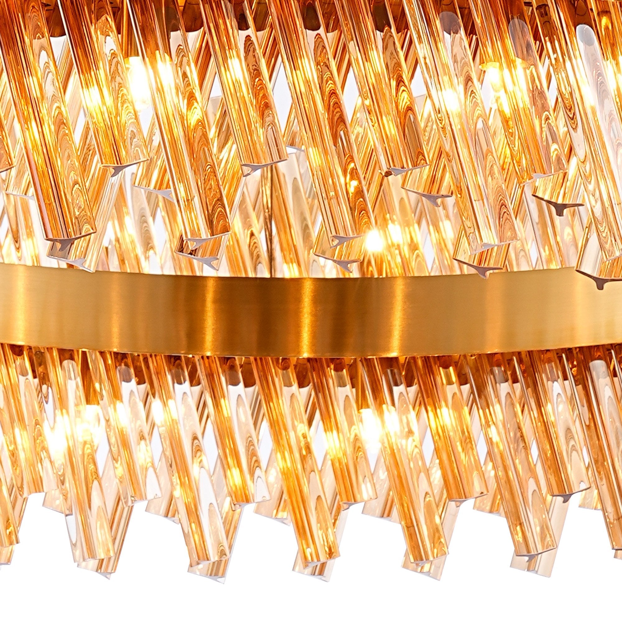 Fabula Farnley 32 Light Round Pendant - Brass & Amber Glass