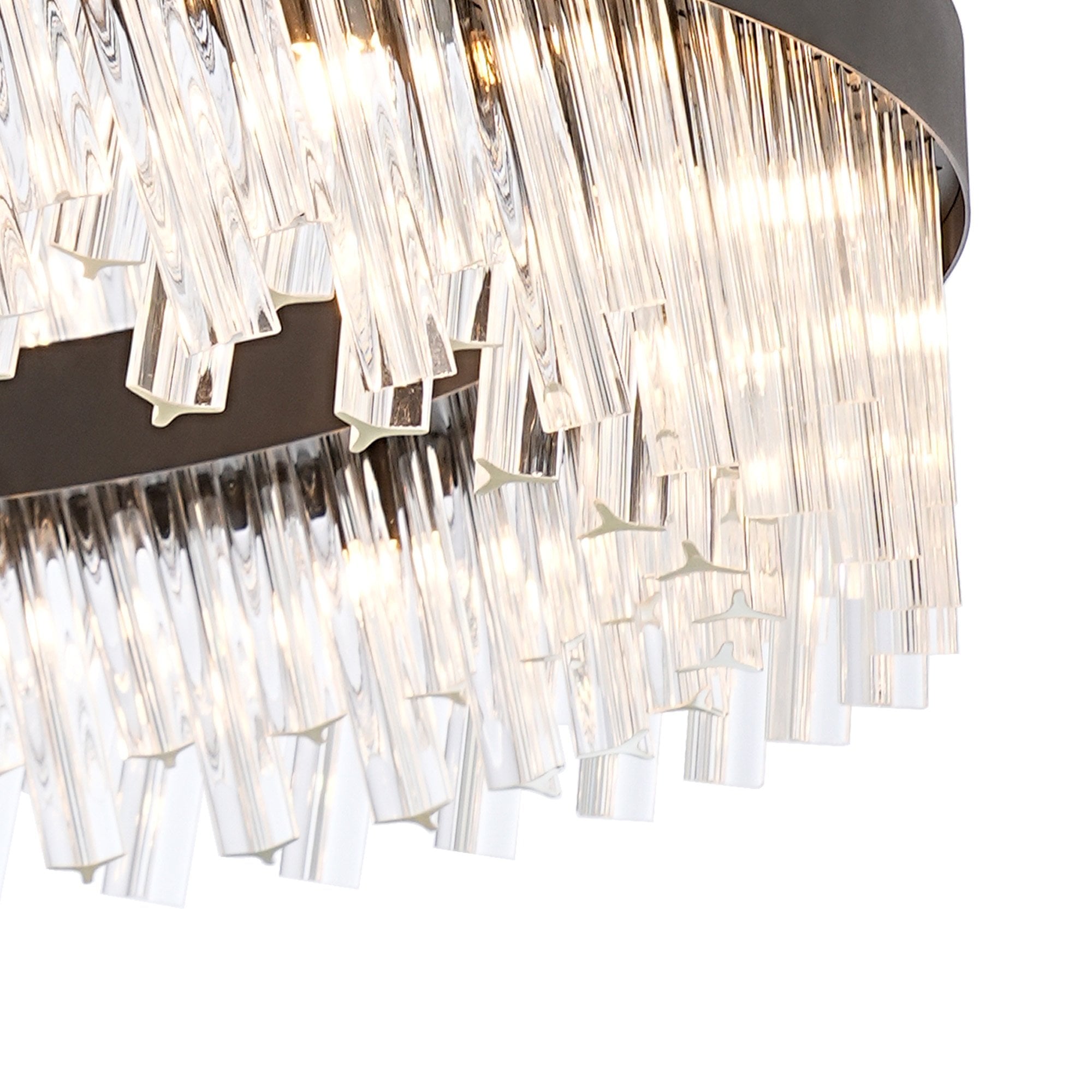 Fabula Farnley 32 Light Round Pendant - Satin Black & Clear Glass