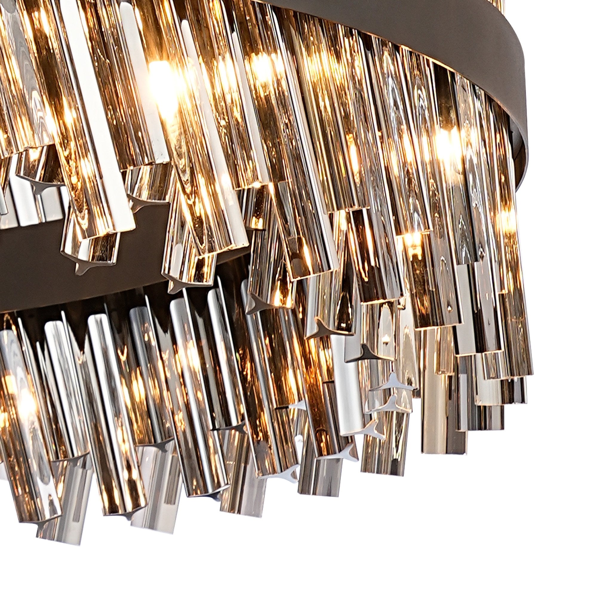Fabula Farnley 32 Light Round Pendant - Satin Black & Smoked Glass