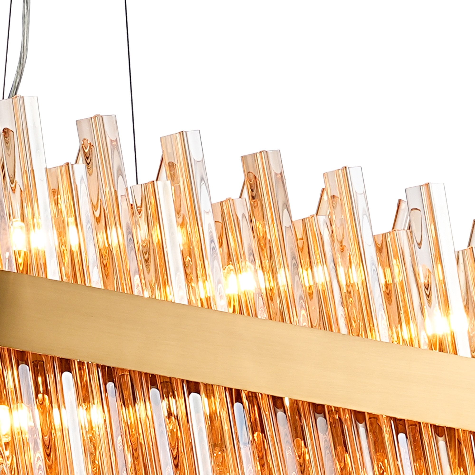 Fabula Farnley 36 Light Oblong Pendant - Brass & Amber Glass