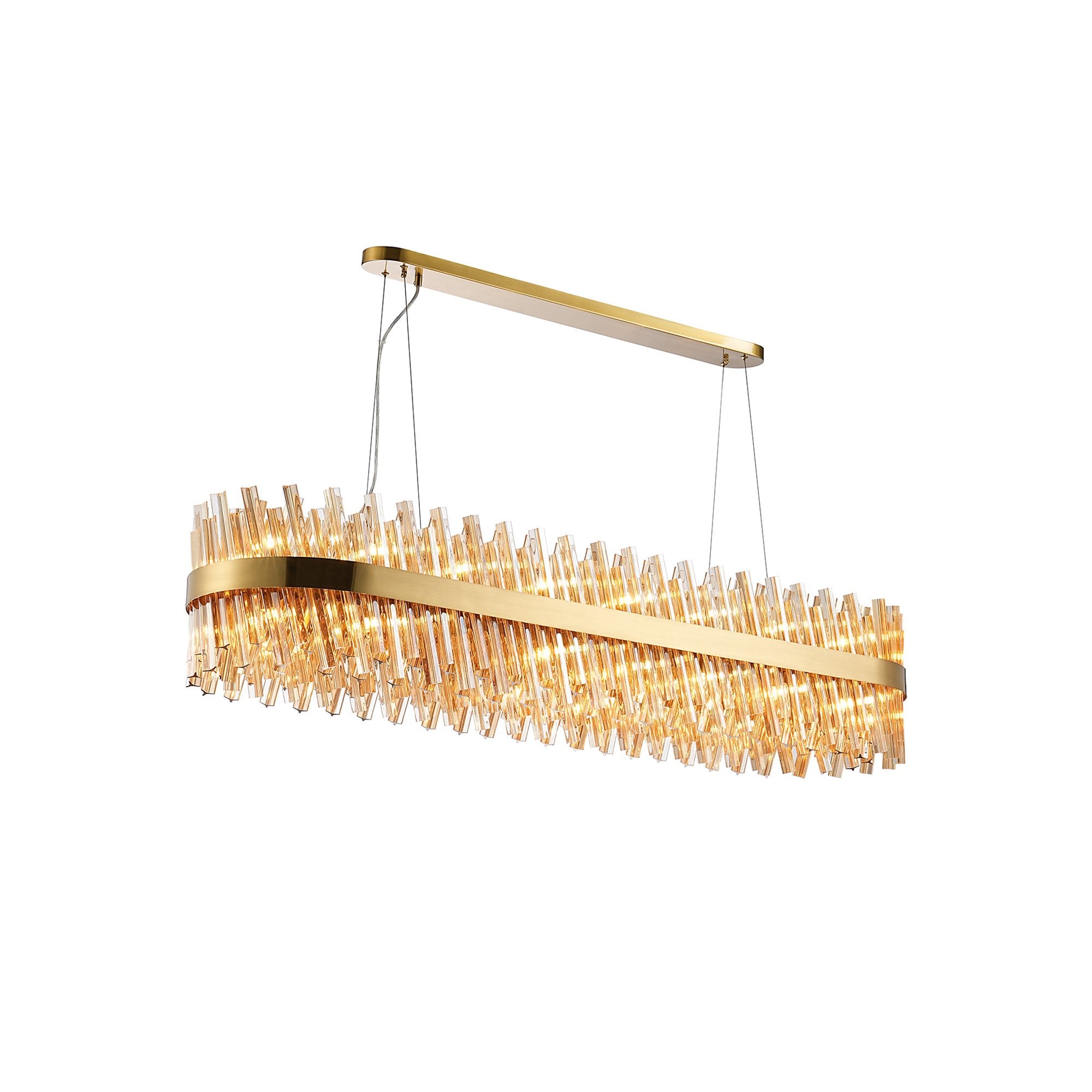 Fabula Farnley 36 Light Oblong Pendant - Brass & Amber Glass